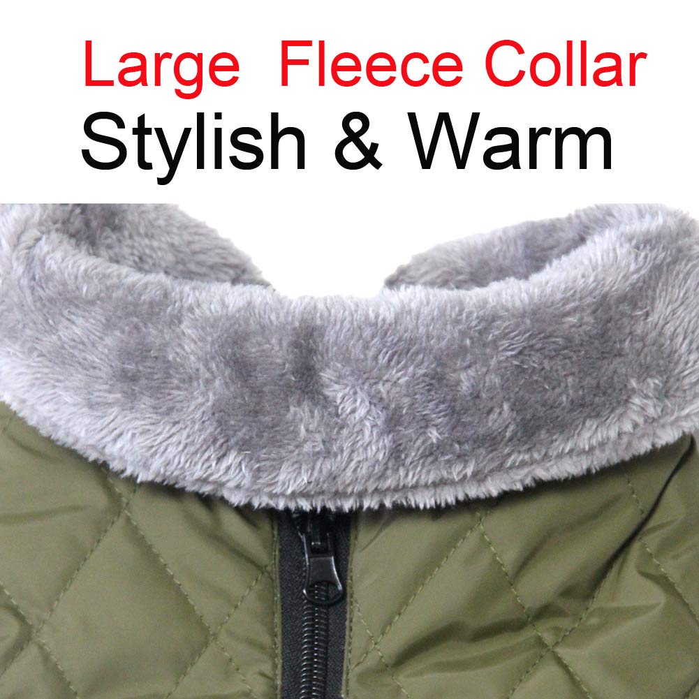 Waterproof Reversible Fleece Dog Coat for Small Dogs - Warm Puppy Jacket for Cold Winter (Green) | Perfect for Outdoor Walks, Winter Adventures & Indoor Comfort