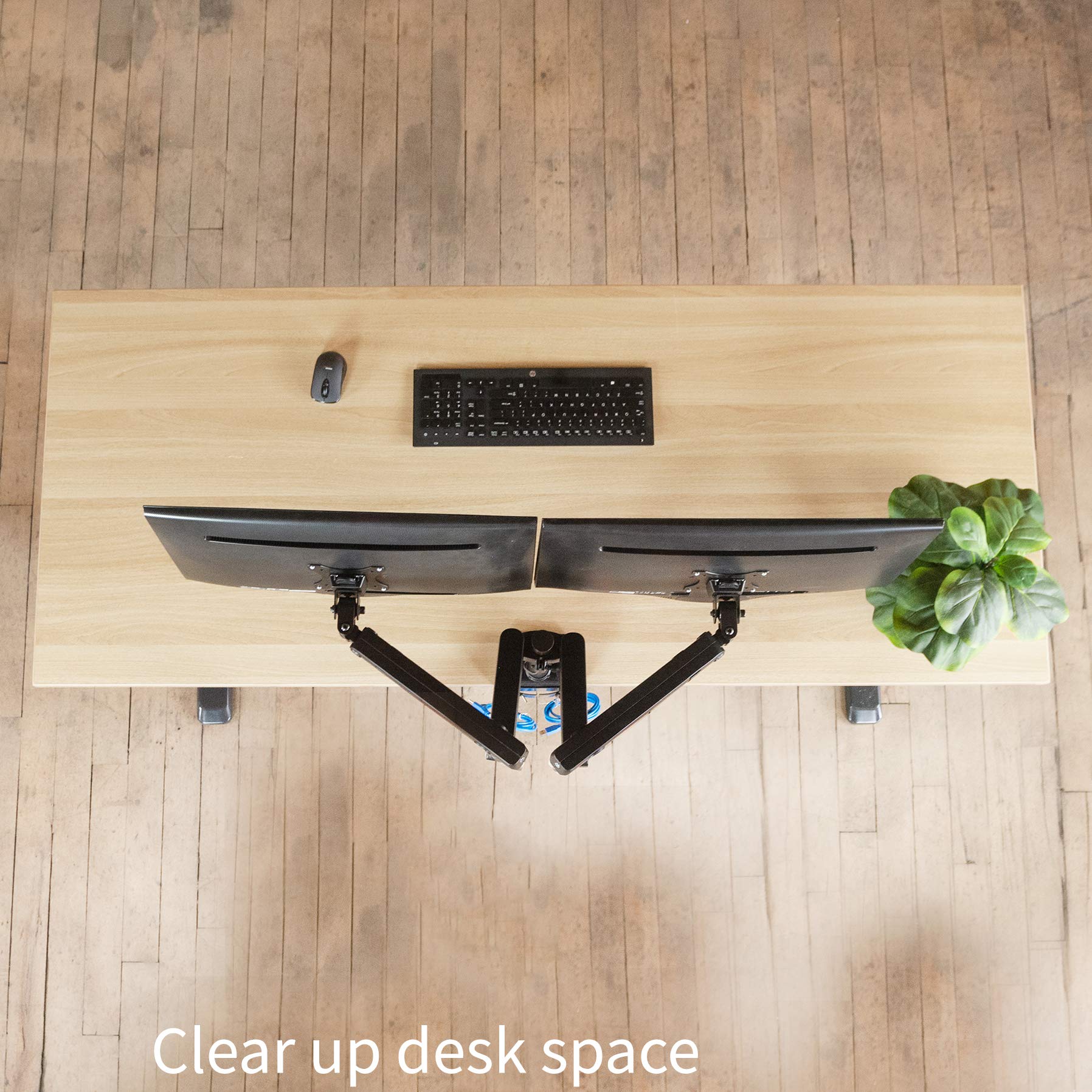 Premium Aluminum Full Motion Dual Monitor Desk Mount Stand with Lift Engine Arm - Adjustable Pole Extension & USB Ports - Fits Ultrawide Screens up to 35 inches (STAND-V102BDU) - Ideal for Home Office, Gaming Setup & Workspace Ergonomics