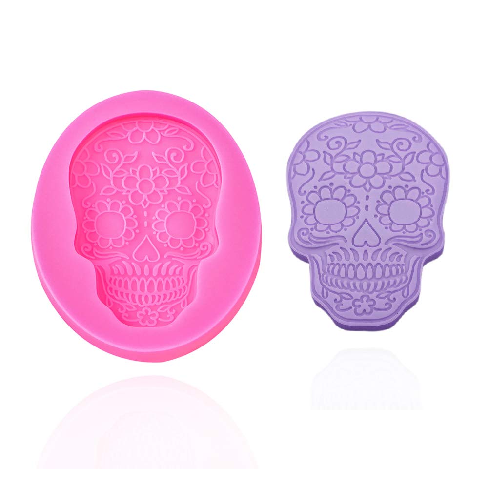 Halloween Skull Fondant Molds - Silicone Cupcake Toppers, Chocolate Candy & Gum Paste Molds for Cake Decorating, Polymer Clay & Epoxy Resin Crafts - Perfect for Halloween Parties, DIY Desserts & Spooky Treats