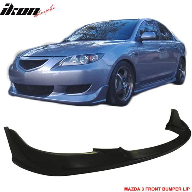 2004-2006 Mazda 3 Type I Front Bumper Lip Spoiler - PU Unpainted Splitter for Enhanced Aerodynamics & Sporty Look - Perfect for Street Racing & Car Shows