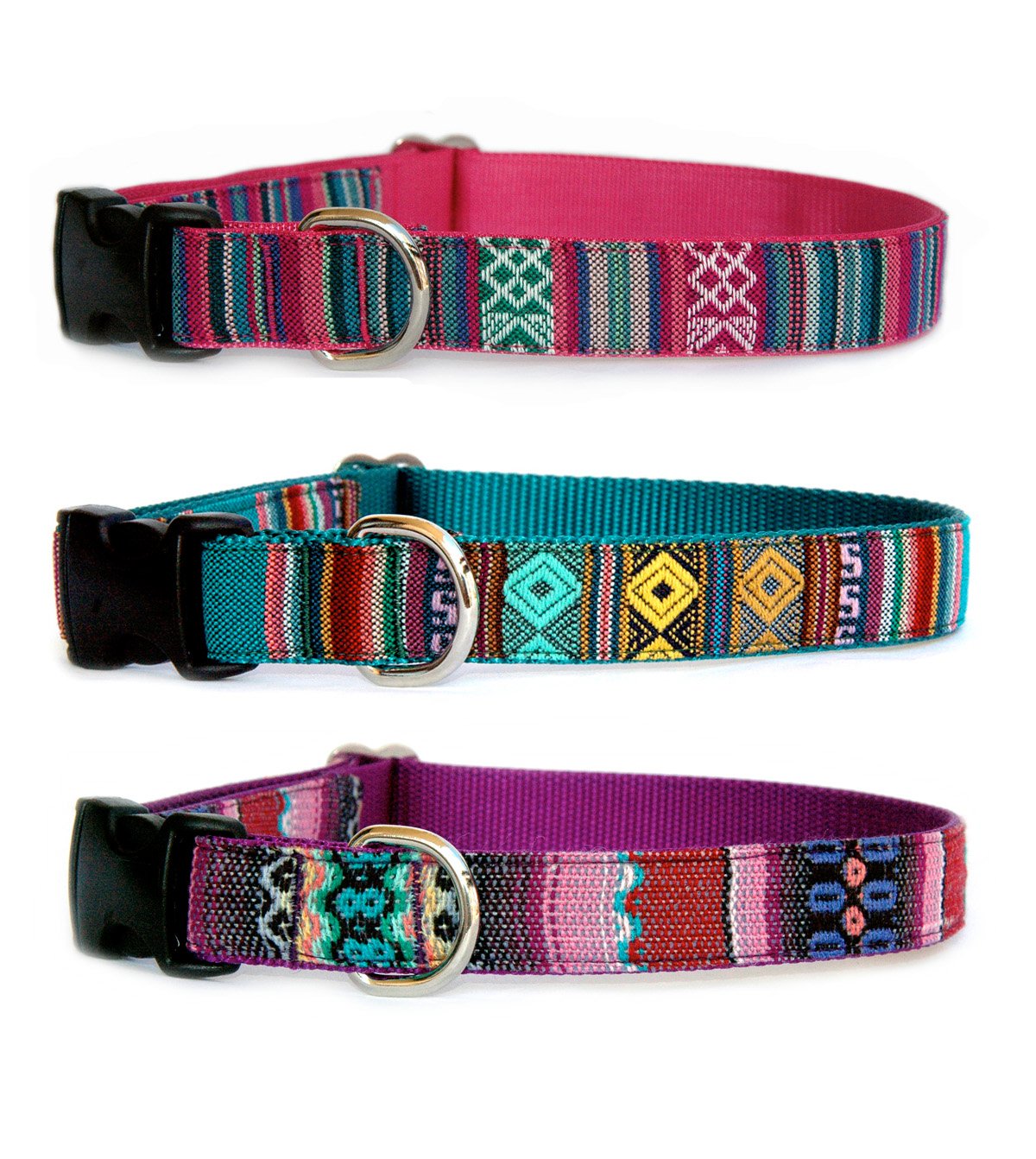 Handmade Southwestern Ruby Pink Dog Collar - Navajo Tribal Aztec Boho Style Pet Collar for Small & Large Dogs | USA Made | Perfect for Outdoor Adventures & Boho Fashion Pet Accessories