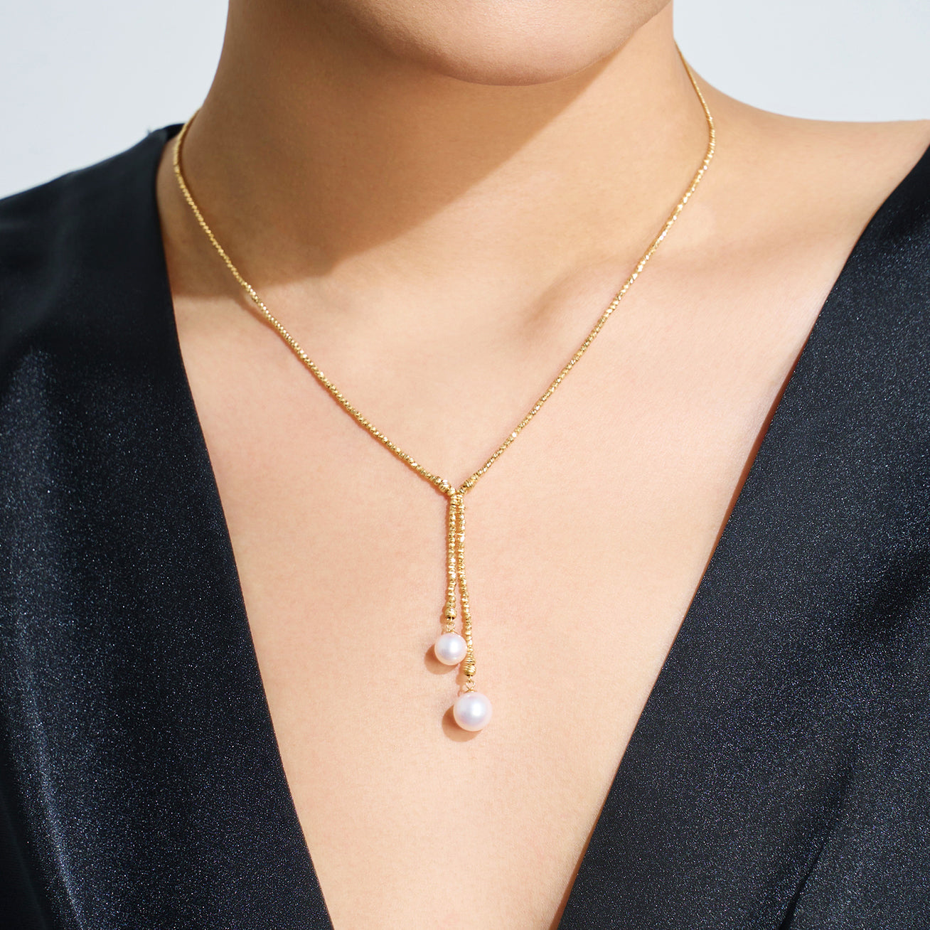 18k Solid Gold Akoya Hanadama Pearl Necklace KN00144 - Luxury Japanese Pearl Jewelry for Women, Elegant Bridal Gift & Anniversary Present