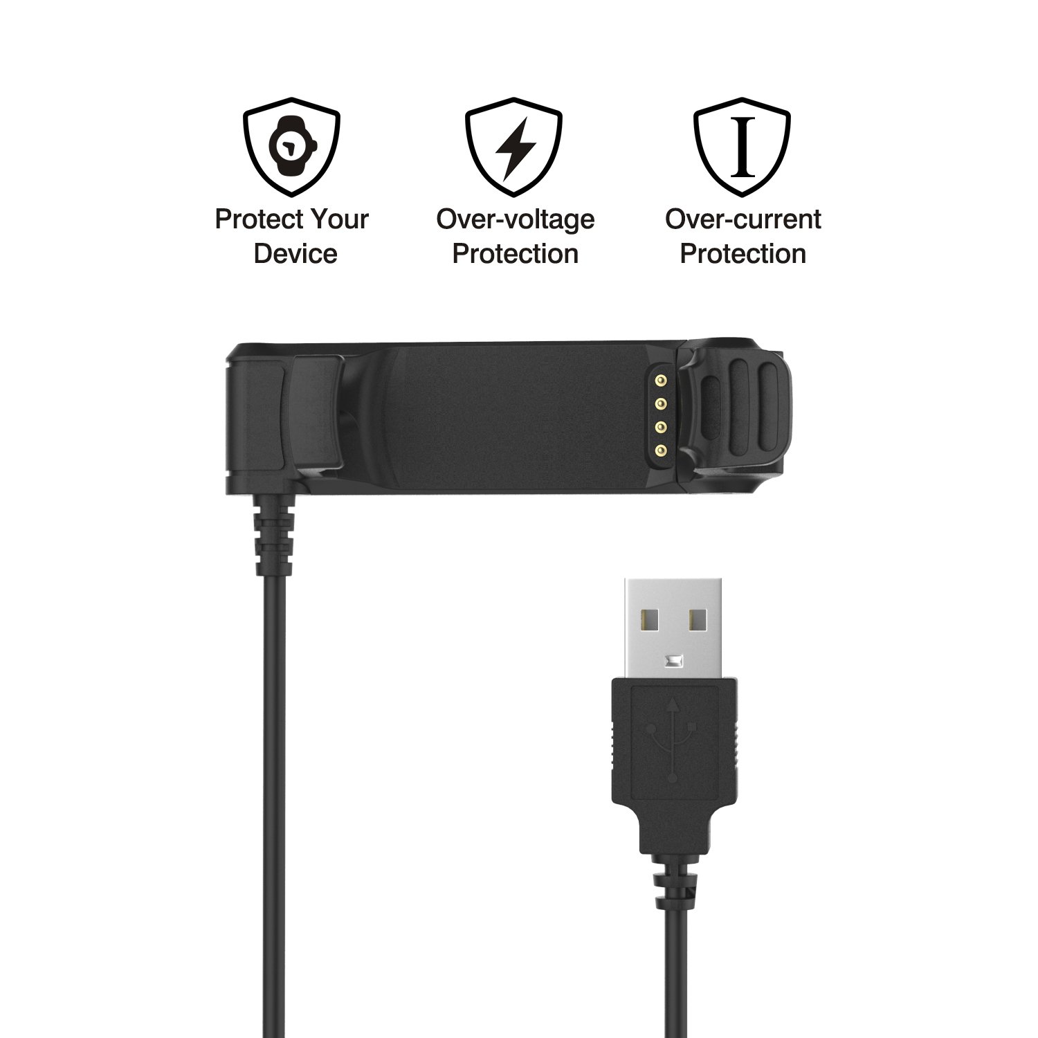 MoKo USB Charger Dock for Garmin Forerunner 220 - Black Sync Charge Cradle with 1M Cable | Perfect for Charging & Data Transfer of Your Forerunner 220 Smartwatch at Home, Office or Travel