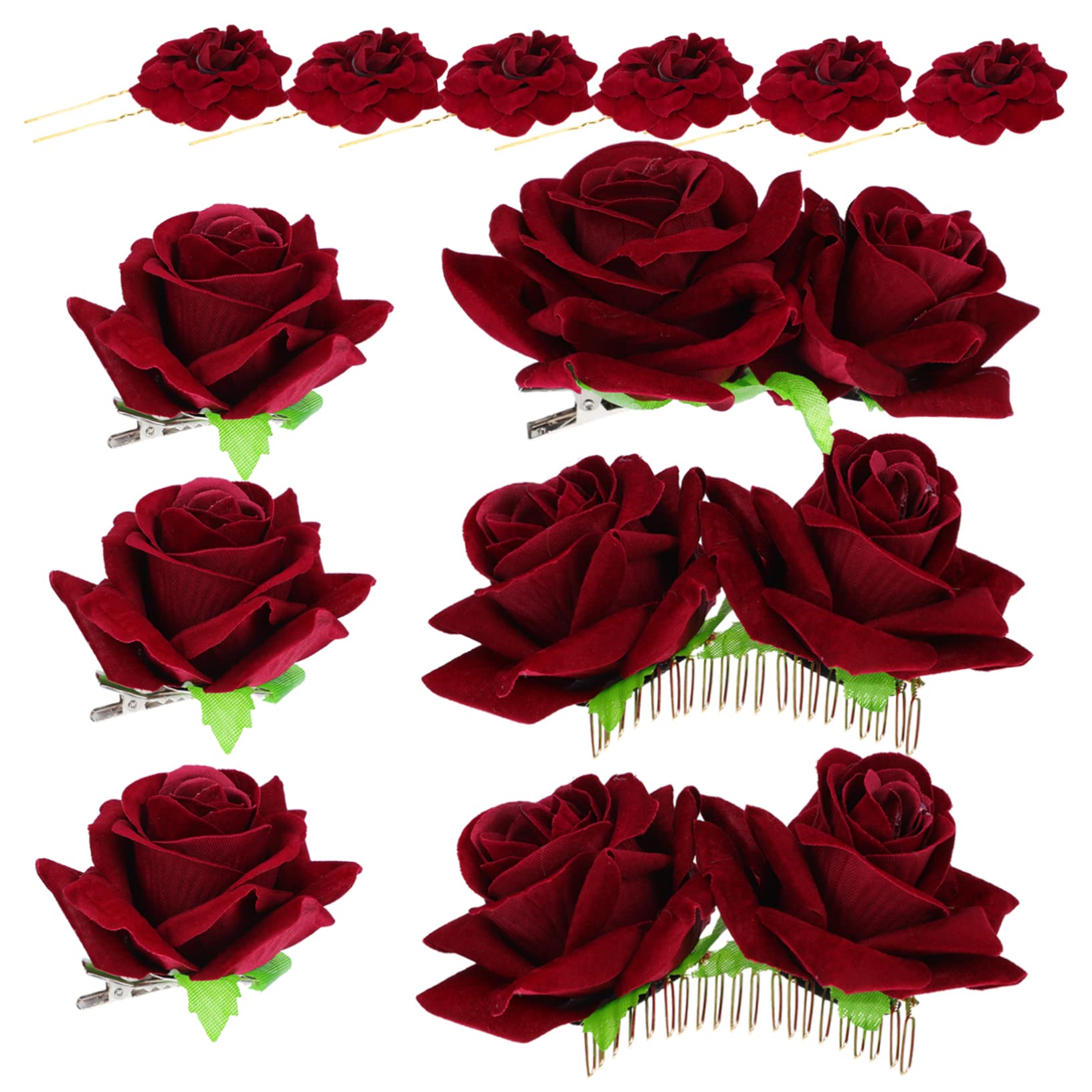 ABOOFAN Elegant Rose Hair Clip Set - High-Quality Simulated Flower Brooch & Comb for Weddings, Prom, Parties | Unique Headdress for Special Occasions & Formal Events