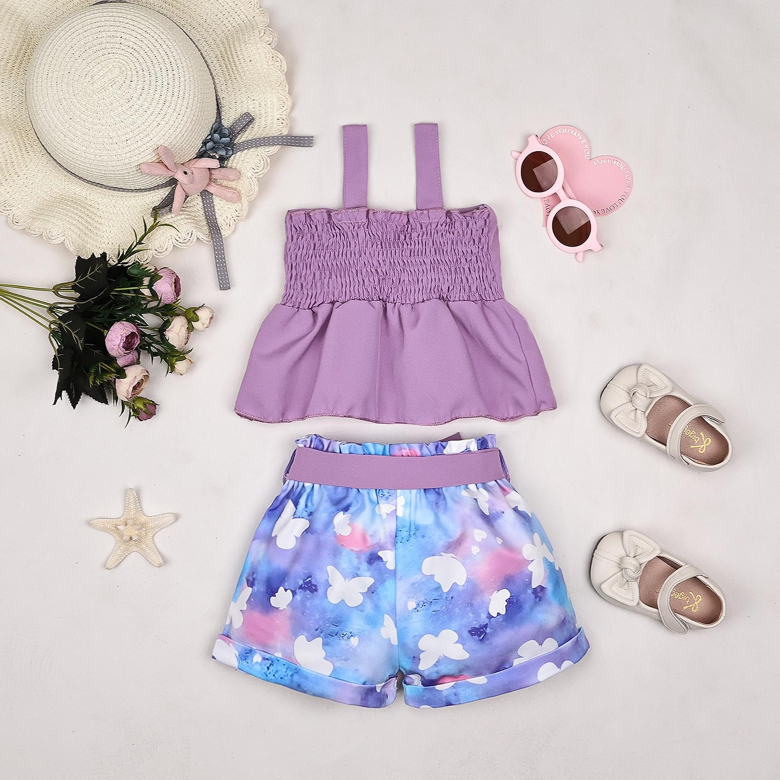 **Adorable Baby Girl Summer Outfits - Bow Strap Tank Top & Shorts Set (3 Months-4 Years) | Perfect for Playdates, Beach Trips & Family Photos**