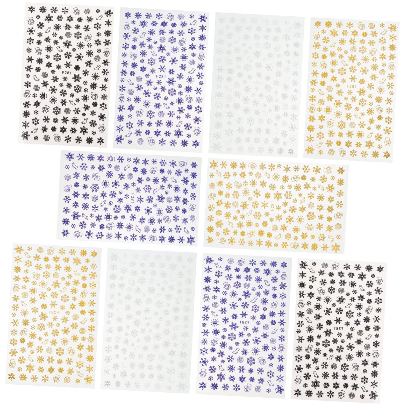 Beaupretty 10 Sheets Snowflake Nail Art Stickers - Winter Nail Embellishments for Christmas, Holiday & Party Nail Designs - DIY Nail Polish Wraps for Manicure & Pedicure - Perfect for Festive Nail Art, Gift Giving & Seasonal Celebrations