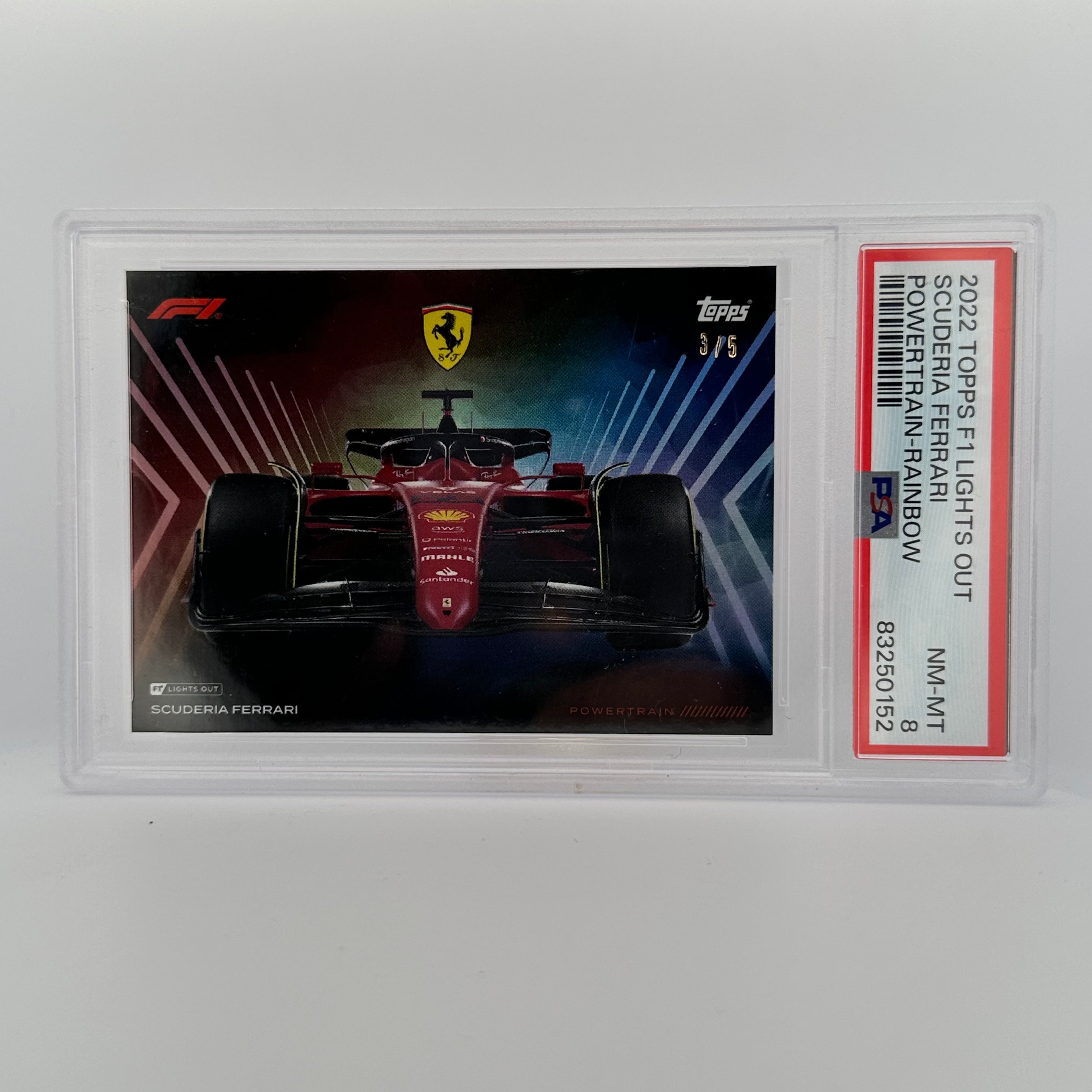 PSA 8 Graded Scuderia Ferrari Powertrain Rainbow Trading Card - Perfect for Collectors & Racing Fans (Sports Memorabilia, Display Case, Gift Idea)