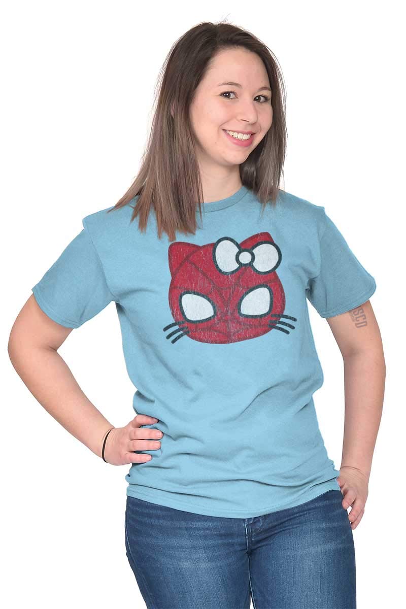 Trendy Spider Cat Graphic T-Shirt for Women - Cute Pop Culture Tee - Perfect for Casual Wear, Halloween Costumes & Fun Outfits