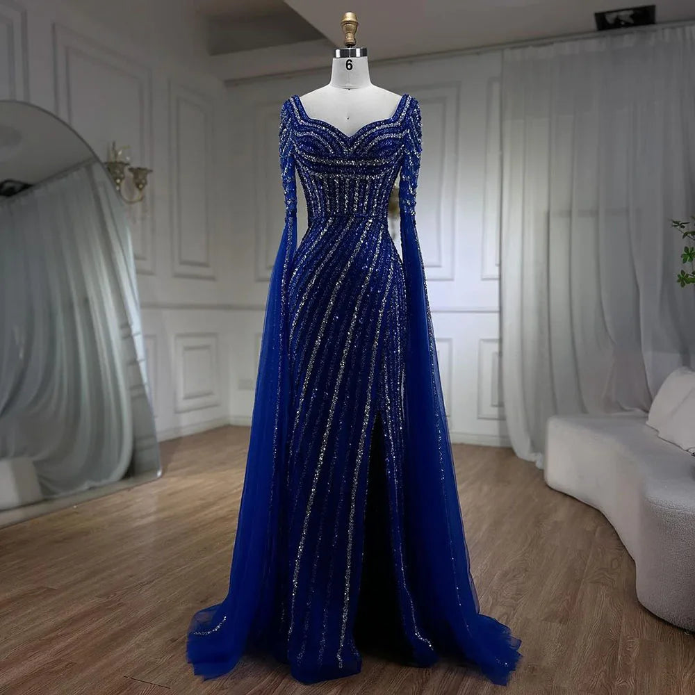 Serene Hill Blue Sweetheart Mermaid Evening Gown with Beaded Overskirt - Luxury Women's Wedding Party Dress 2025 LA72314 | Perfect for Formal Events, Prom, Bridal Showers & Red Carpet Occasions