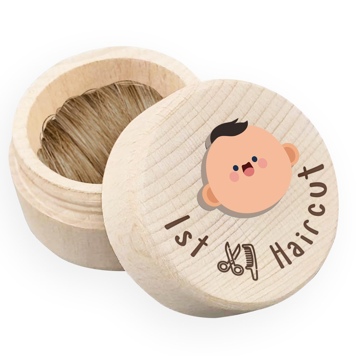 Baby Keepsake Box - Wooden First Haircut Memory Box for Newborn Hair Collection, Baby Shower & Birthday Gift for Boys & Girls - Perfect for Preserving Precious First Haircut Memories