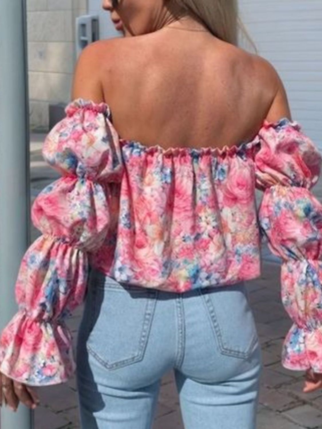 Floral Off Shoulder Flounce Sleeve Blouse for Women - Summer Boho Chic Top for Beach, Party & Date Night Outfits