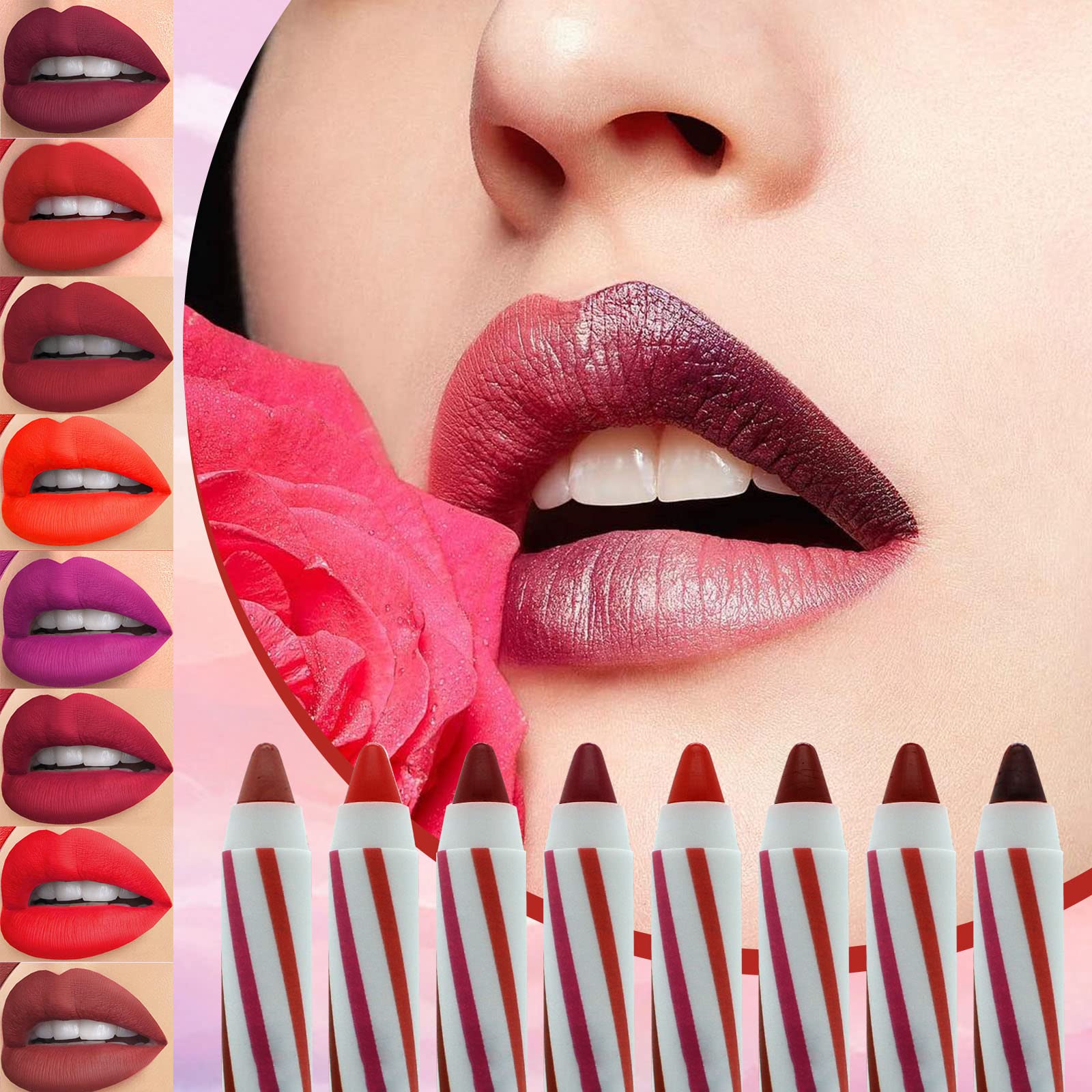 2-Piece Cheek Plumper & Velvet Silk Lip Gloss Set - Long Lasting Lip Liner Pencil & Lip Tint Makeup Kit for Beginners | Perfect for Date Night, Parties & Everyday Glam