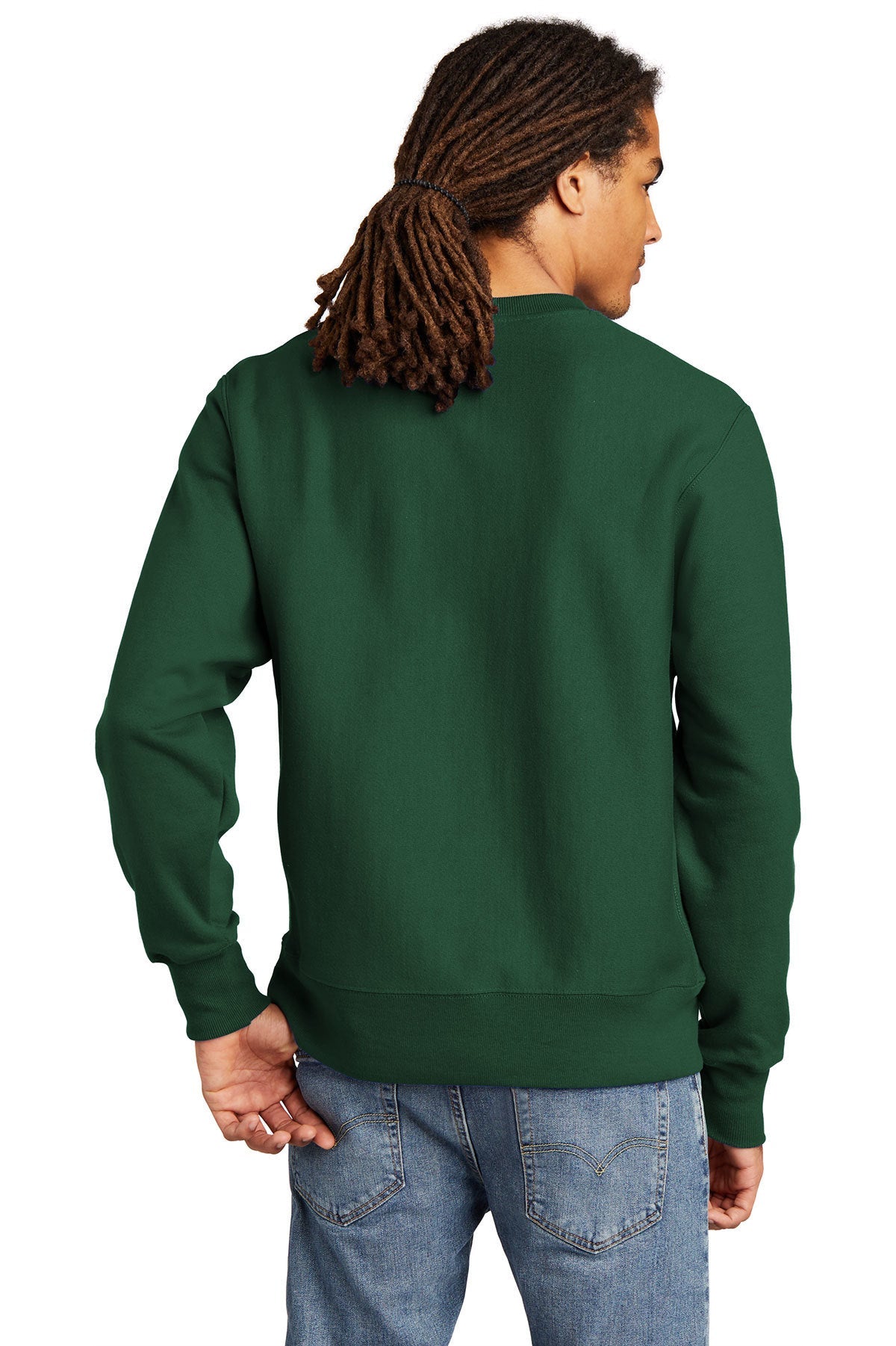 Champion Reverse Weave Crewneck Sweatshirt for Men & Women - Soft Cotton Pullover Hoodie, Dark Green - Casual Wear, Gym & Street Style Outfit