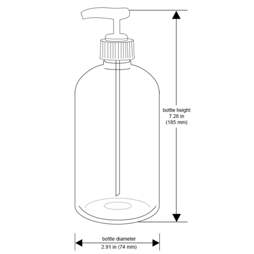 16oz Waterproof Empty Plastic PET Bottles with White Pump Dispenser - Set of 6 Clear Containers for Shampoo, Conditioner & Body Wash | Perfect for Travel, Gym & Home Refillable Storage