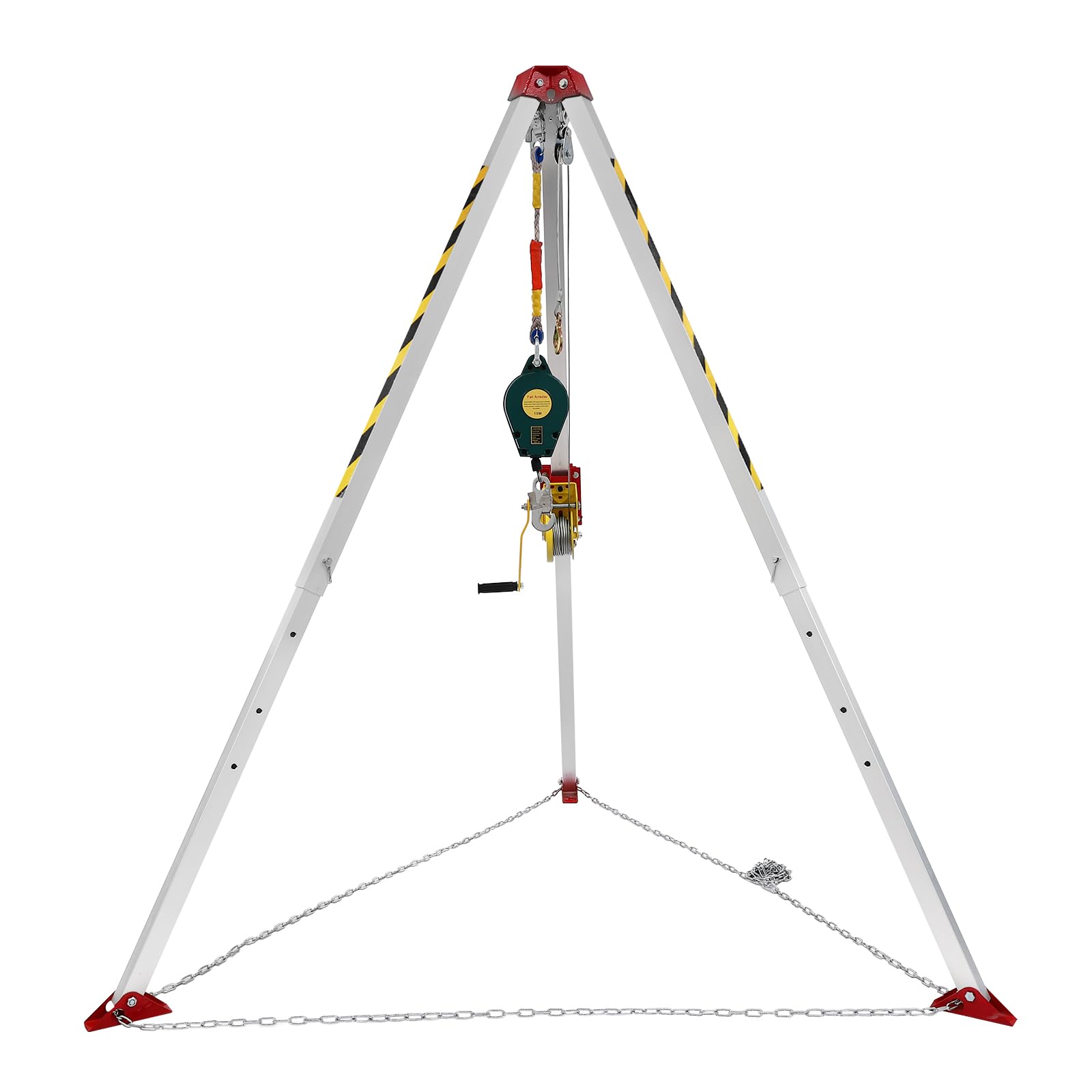 **1200lbs Winch Confined Space Tripod Kit - Adjustable 65.62' Cable, Self-Locking Fall Arrester, Storage Bags - Ideal for Confined Space Rescue, Construction, and Industrial Safety**