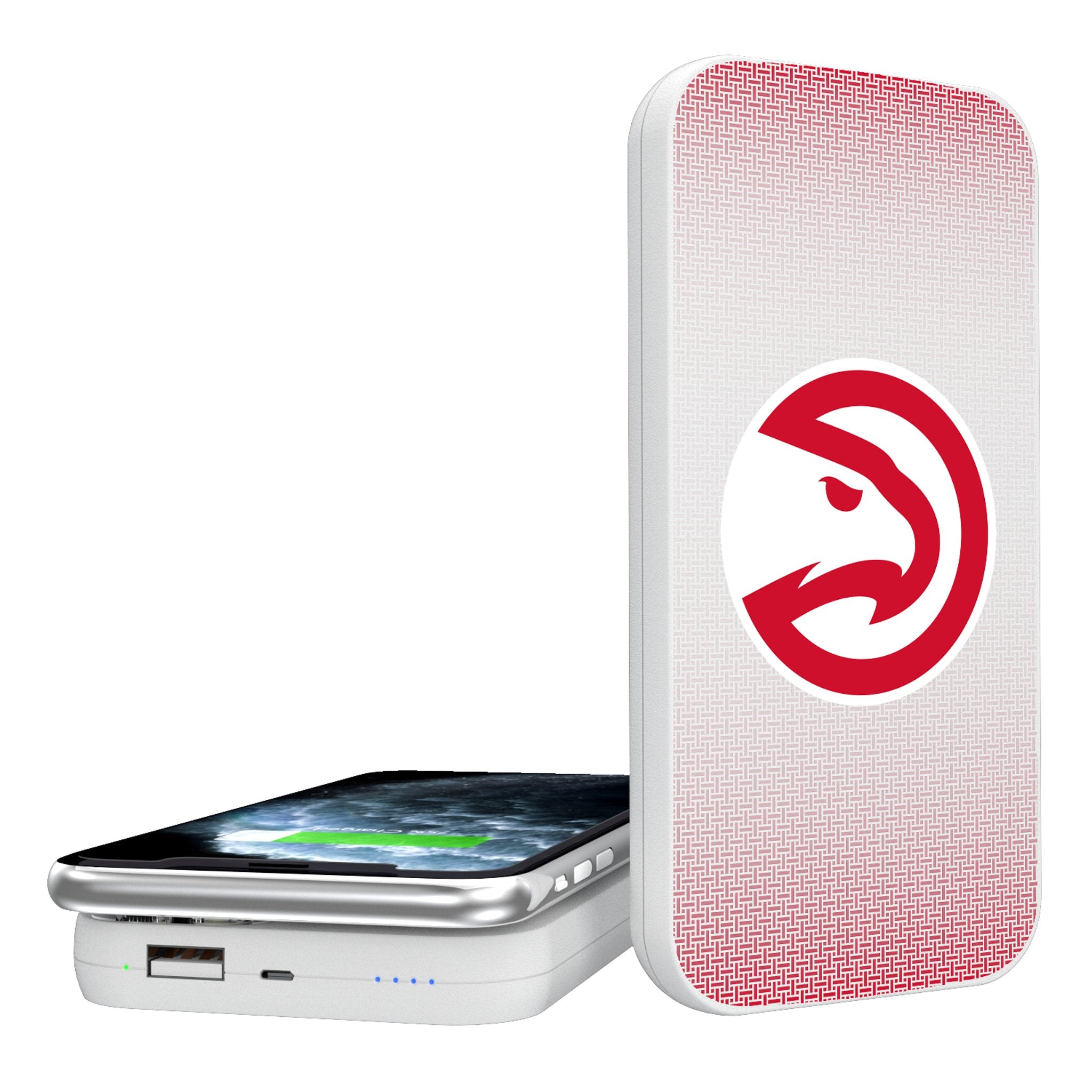 Atlanta Hawks Themed 5000mAh Portable Wireless Charger Power Bank - Fast Charging for iPhone, Samsung & AirPods - Perfect for Travel, Office & Home Use