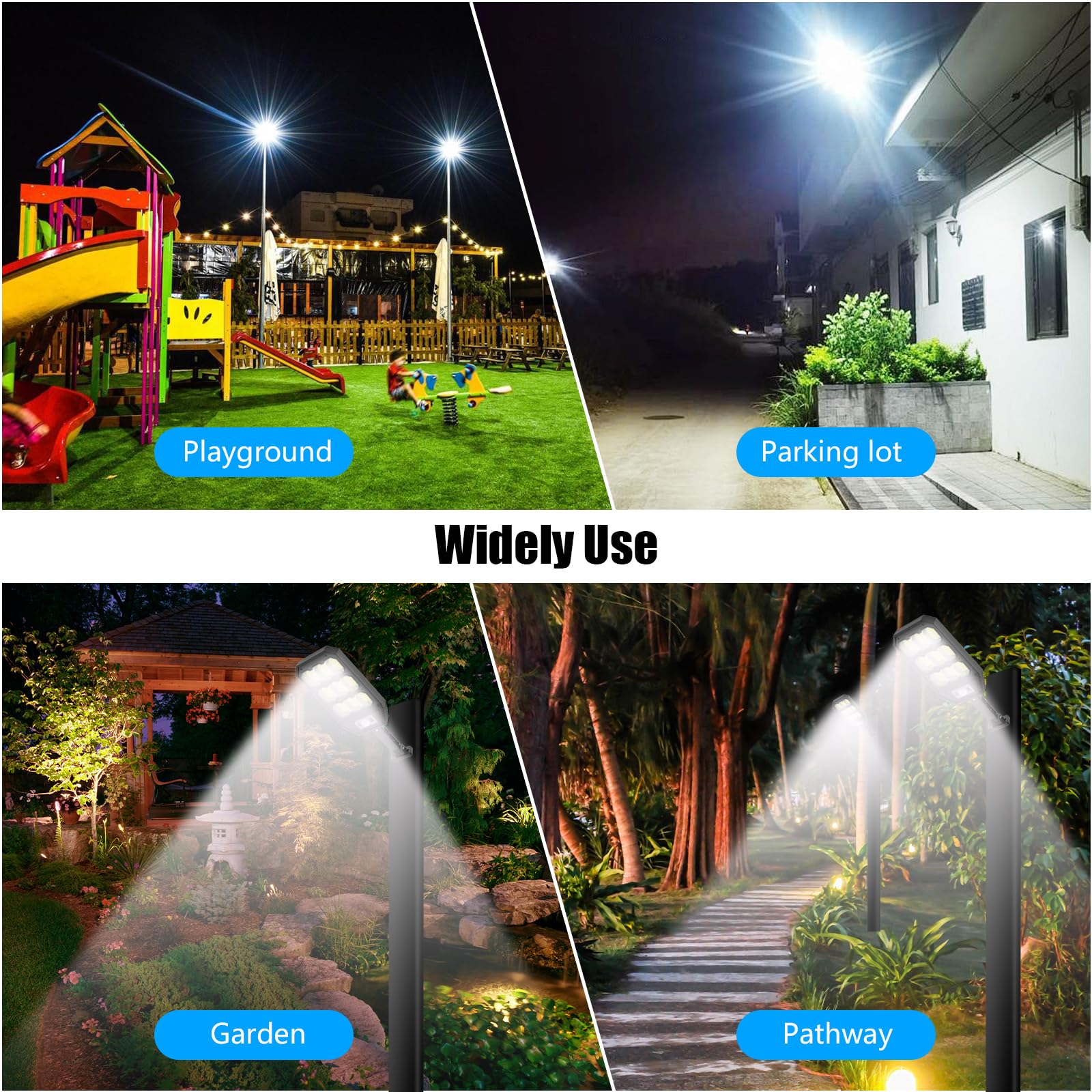 Qoosea Solar Street Lights Outdoor Waterproof - Dusk to Dawn Motion Sensor Solar Lights with 3 Modes & Remote Control - Solar Flood Lights for Backyard, Garage, Garden, Pathway (2 Pack) - Energy Efficient Outdoor Lighting for Security & Landscape Illumination