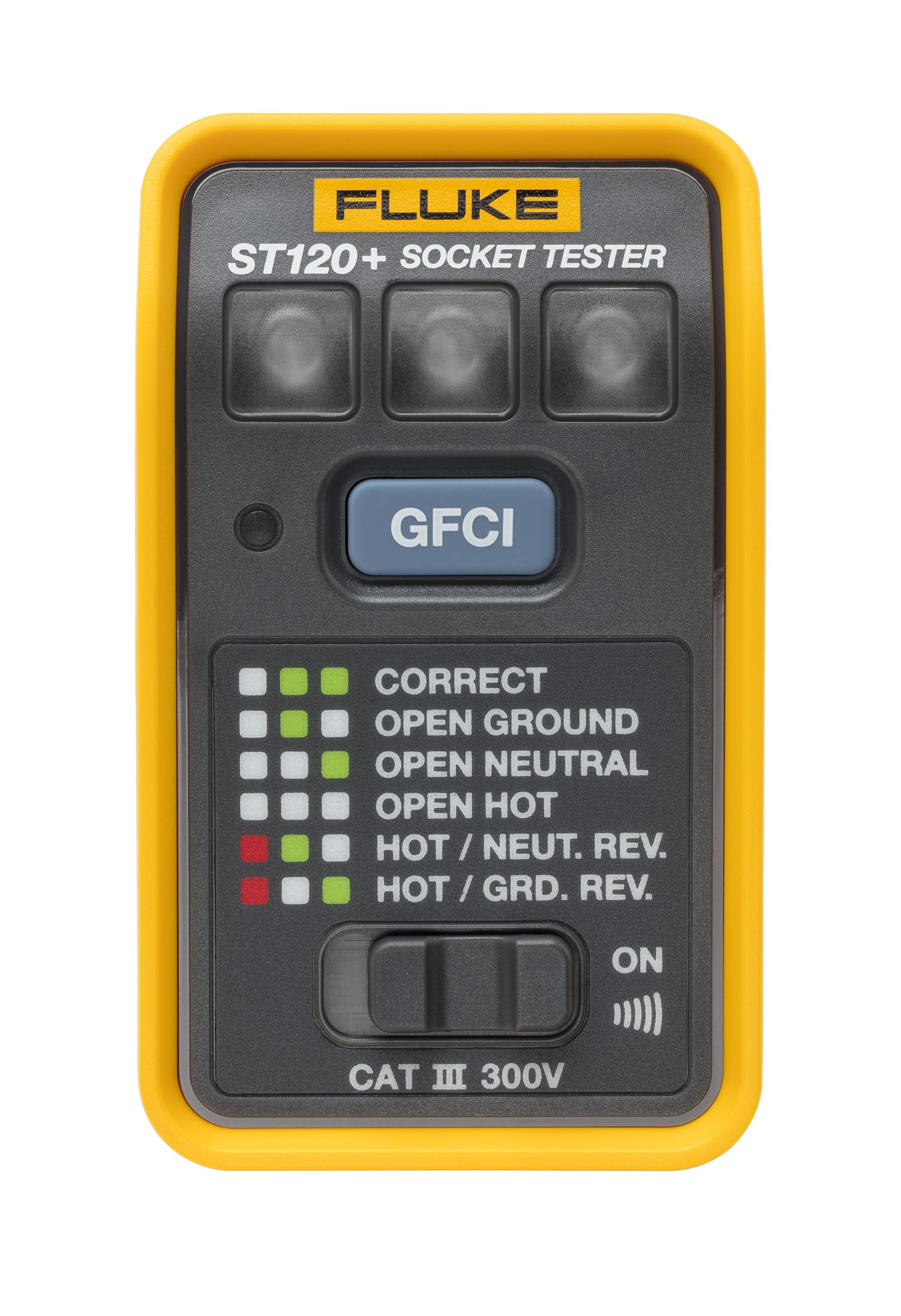 Fluke ST120+ GFCI Outlet Tester with Audible Alarm - Essential Electrical Safety Tool for Home & Professional Use