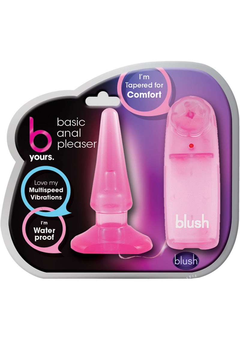 B Yours Basic Vibrating Butt Plug with Wired Remote Control - Pink Anal Toy for Couples Play & Solo Pleasure | Perfect for Beginners & BDSM Lovers