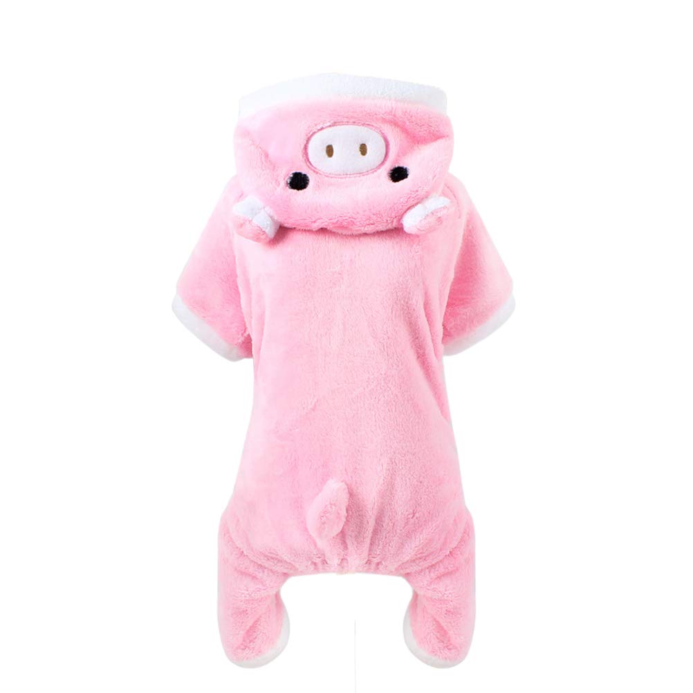 Pig Dog Costume for Small & Medium Dogs - Warm Winter Dog Pajamas & Cat Cosplay Outfit | Pet Piglet Costume for Halloween, Christmas Dress Up & Photo Shoots