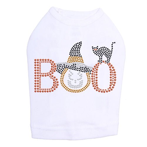 Stylish Boo Hat & Cat Rhinestone Tank Top for Women - Multiple Colors - Perfect for Halloween, Cosplay & Casual Wear