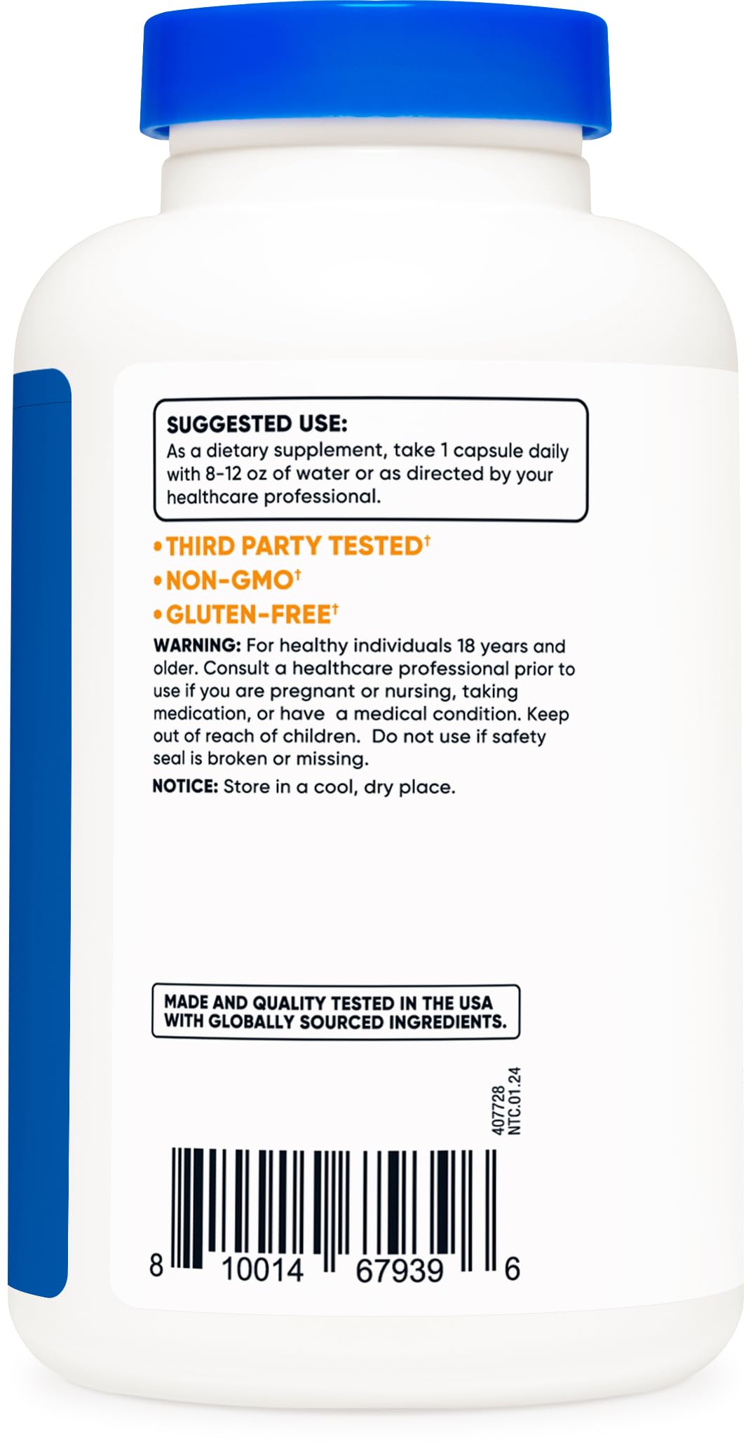 Nutricost L-Tyrosine 500mg, 180 Capsules - Gluten Free, Non-GMO Supplement for Focus, Energy & Stress Relief - Supports Cognitive Function & Mood Enhancement for Workouts, Study & Daily Performance