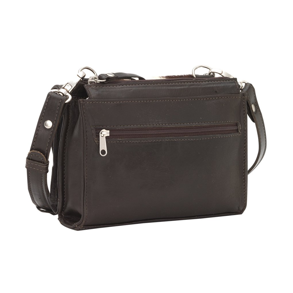 American West Women's Chocolate Texas Two Step Crossbody Bag - Genuine Leather Purse for Western Fashion, Country Dance & Everyday Use