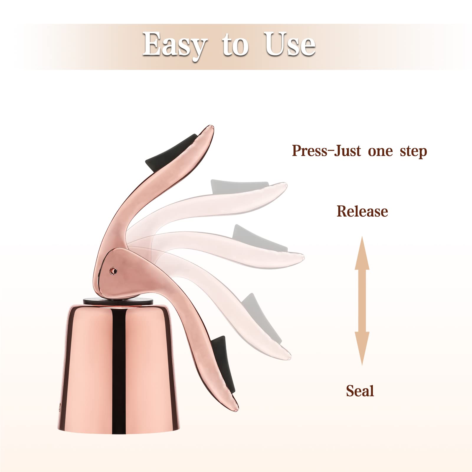 Premium Stainless Steel Wine Bottle Stopper - Reusable Wine Saver with Airtight Silicone Seal | Elegant Rose Gold Decorative Bottle Sealer | Preserves Wine Freshness for Days | Perfect for Parties, Gifts & Home Bars (1 Pack)
