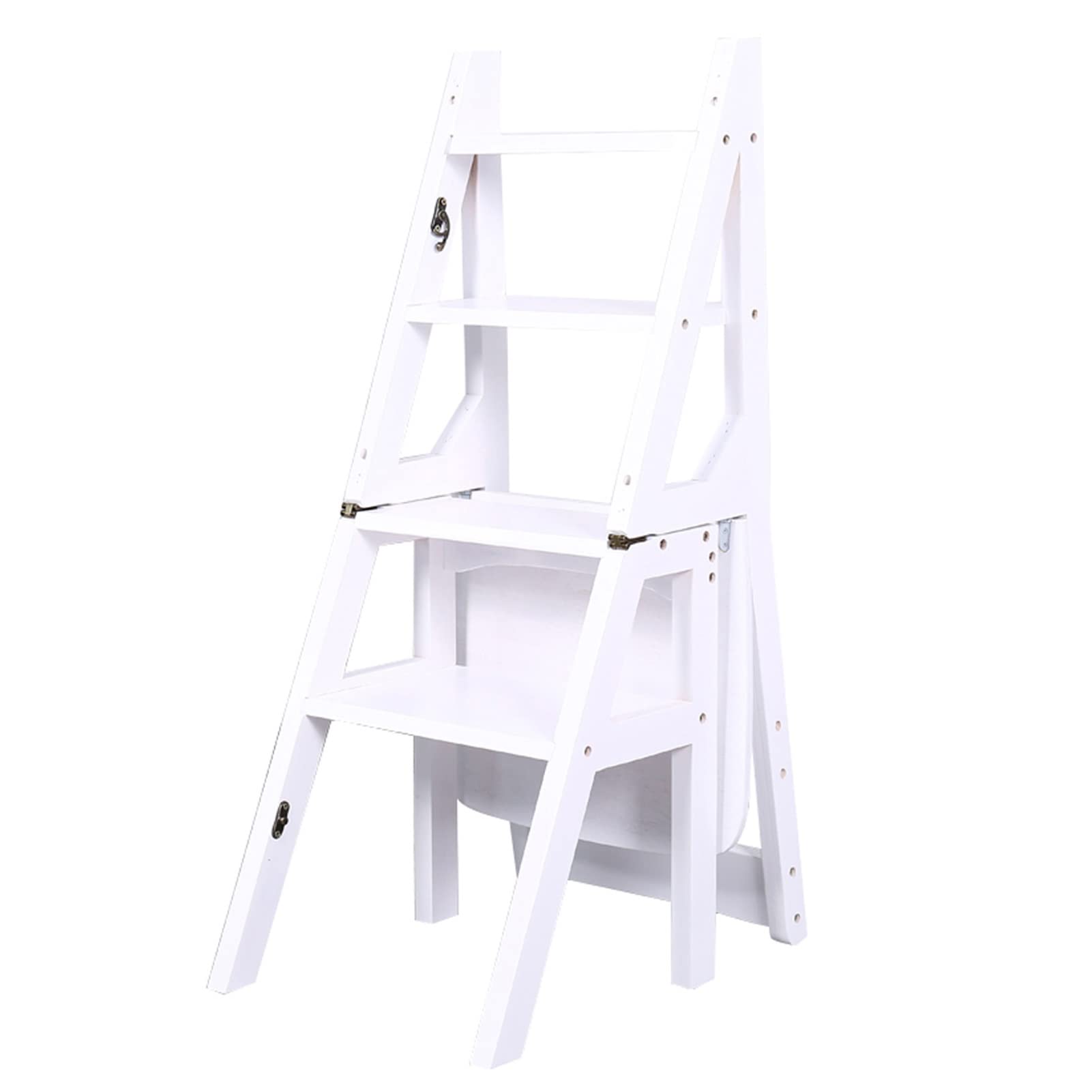 Foldable Wooden Step Stool Ladder Chair - Portable Folding Scissor Step Stool - Library Step Shelf & Plant Stand for Home Storage | Perfect for Kitchen, Bathroom, and Garage Organization