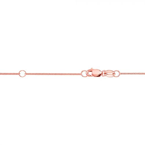 14K Solid Rose Gold 0.85mm Adjustable Gourmette Chain Necklace for Pendants & Charms - Lobster Claw Clasp with 16