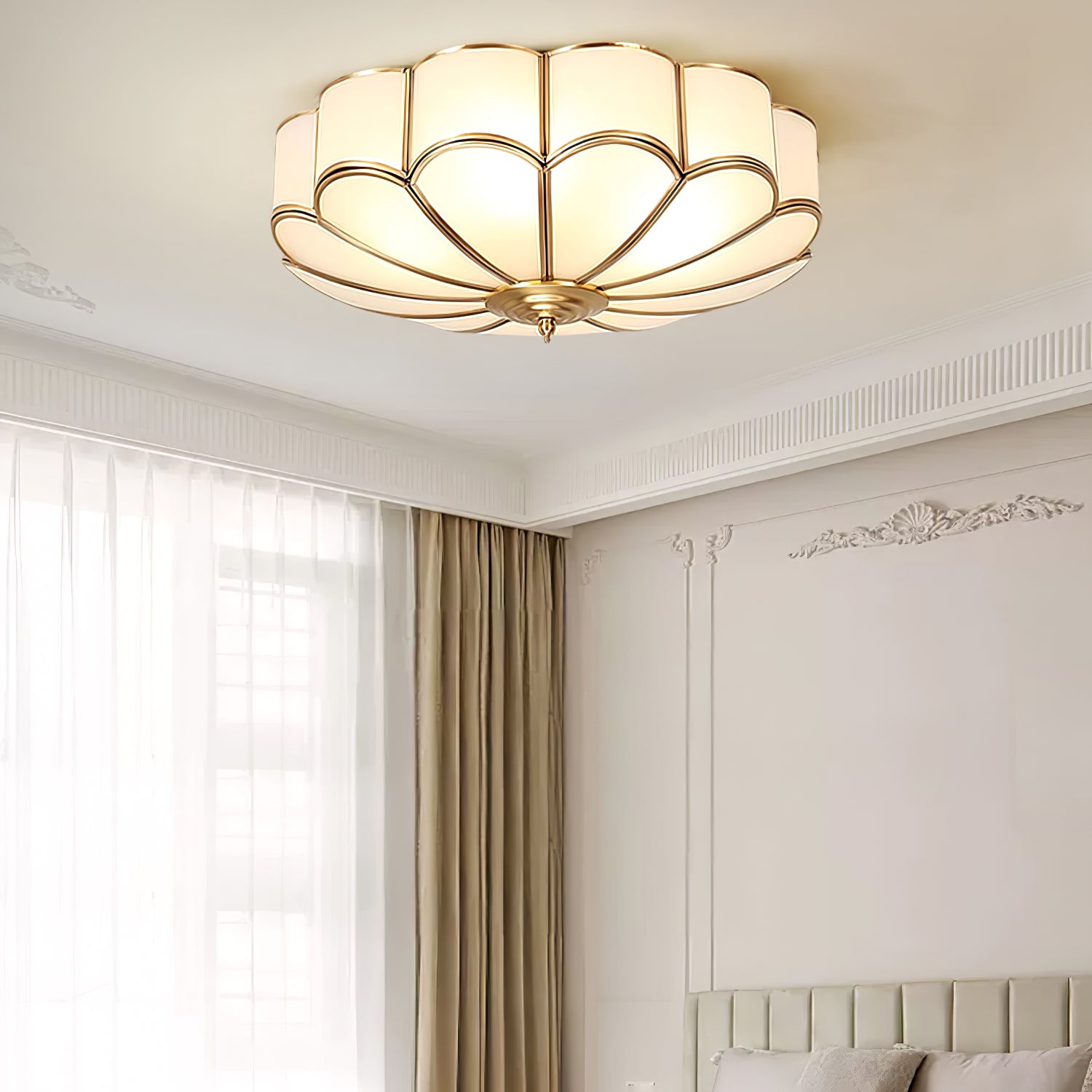 Elegant Flower-Shaped Glass Recessed Ceiling Light - Modern Home & Office Lighting Solution for Bedroom, Living Room, Kitchen