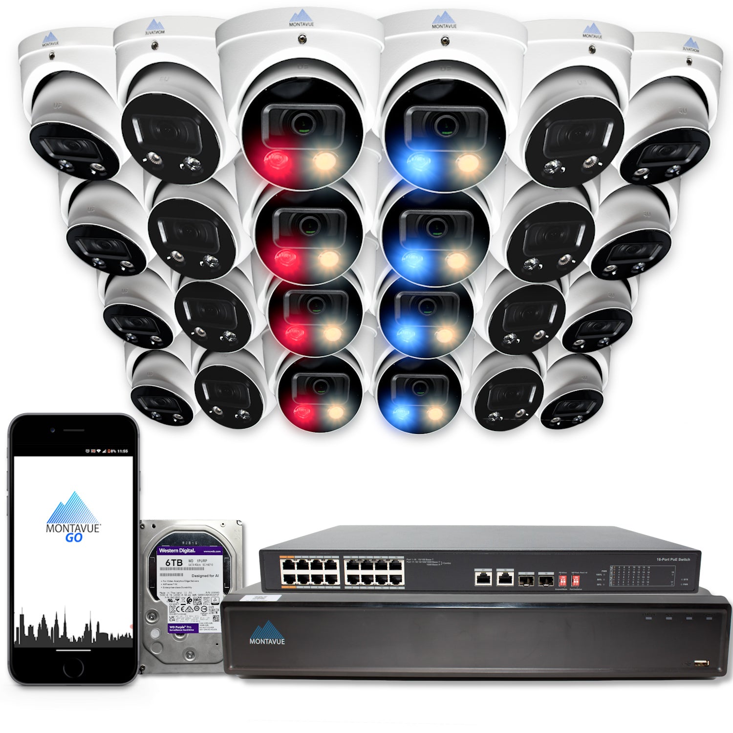 MTT8106 AD AP Security System | 4K Active Deterrence AcuPick Cameras & 5 Series 32-Channel NVR with 6TB HDD for Home & Business Surveillance - Perfect for 24/7 Monitoring, Theft Prevention, and Property Protection
