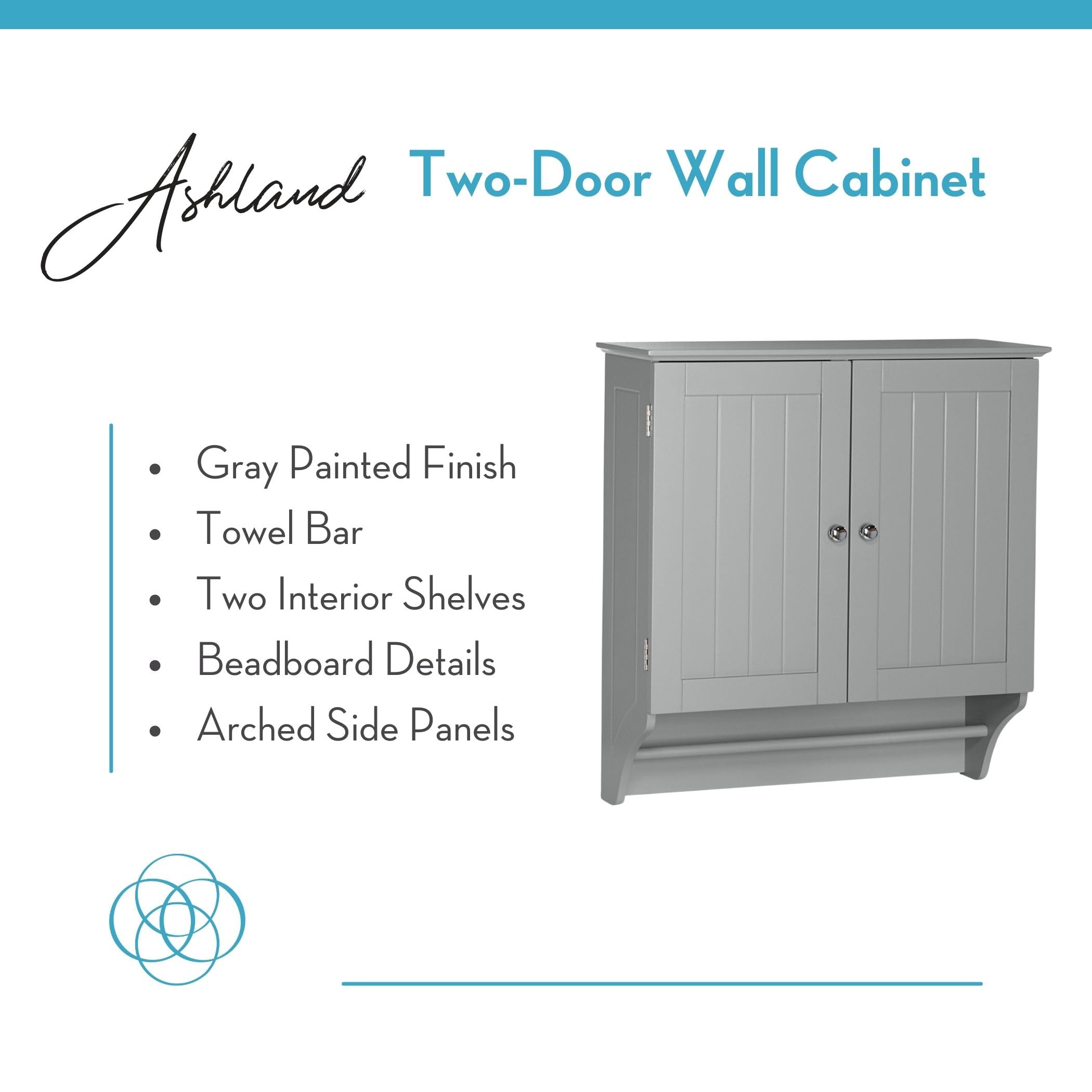 Ashland 2-Door Gray Wall Cabinet for Kitchen & Bathroom Storage