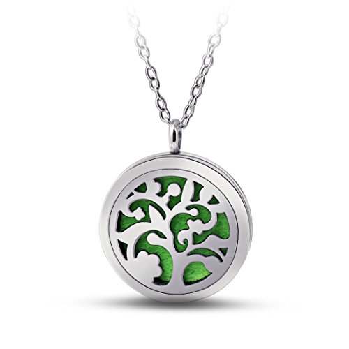 YOYONY Aromatherapy Essential Oil Diffuser Necklace - Magnetic Closure Fragrance Locket Pendant with 23
