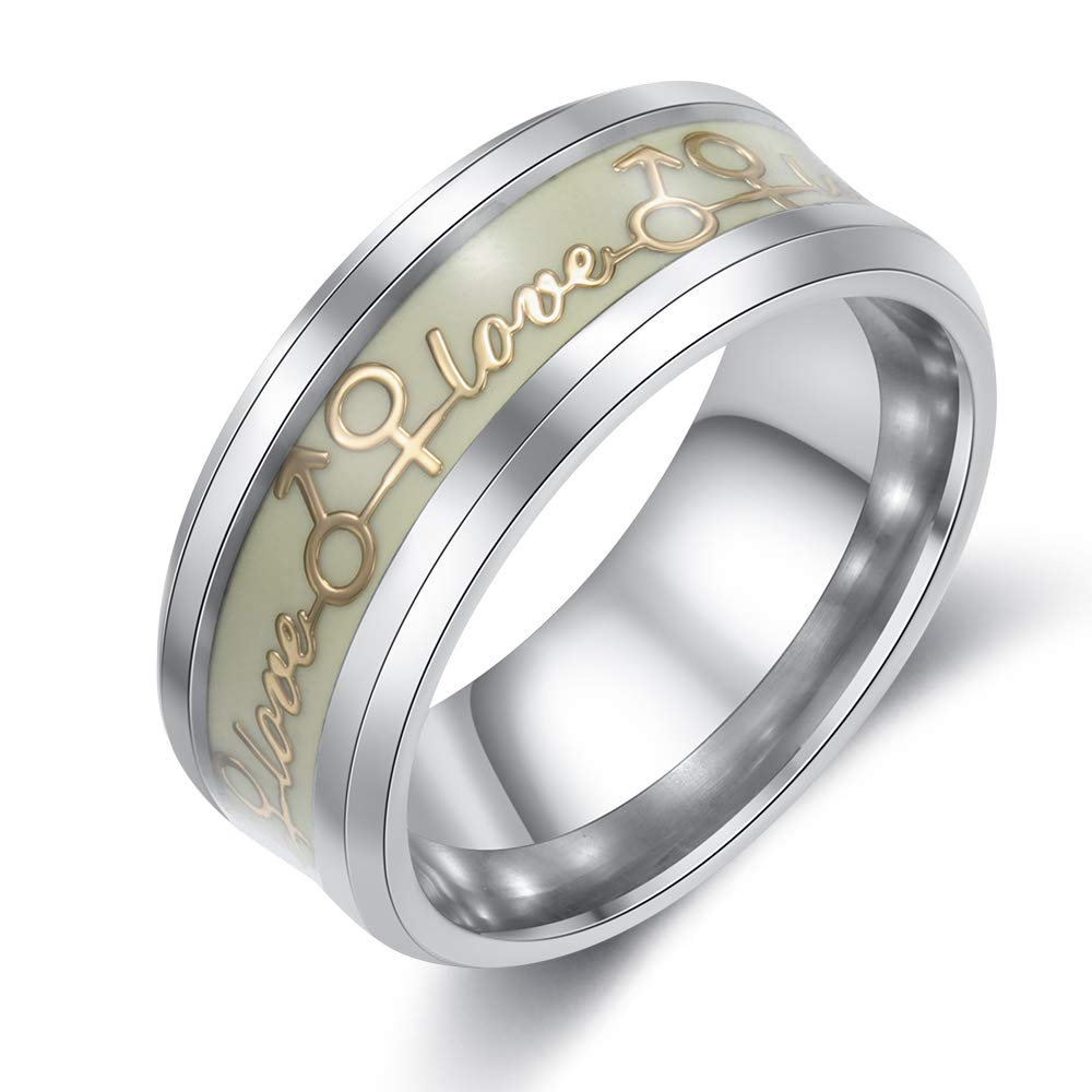 Personalized Glowing Couple Matching Rings Set for Him and Her - Romantic Glow in The Dark Wedding Bands for Men & Women - Perfect for Anniversaries, Engagements and Valentine's Day Gifts