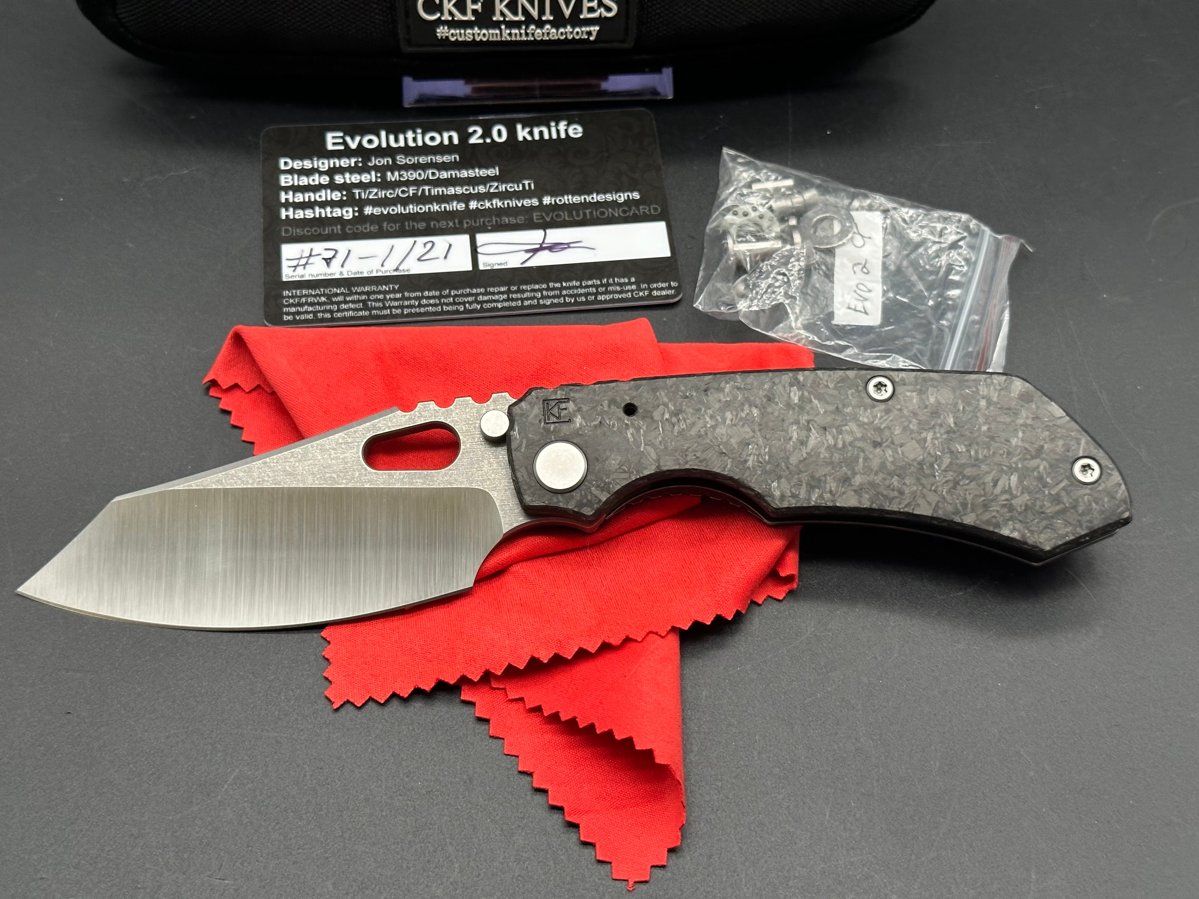 CKF Custom Knife Factory Evolution 2.0 CF #71 - Premium Folding Pocket Knife with Carbon Fiber Handle - Perfect for EDC, Outdoor Adventures & Collectors