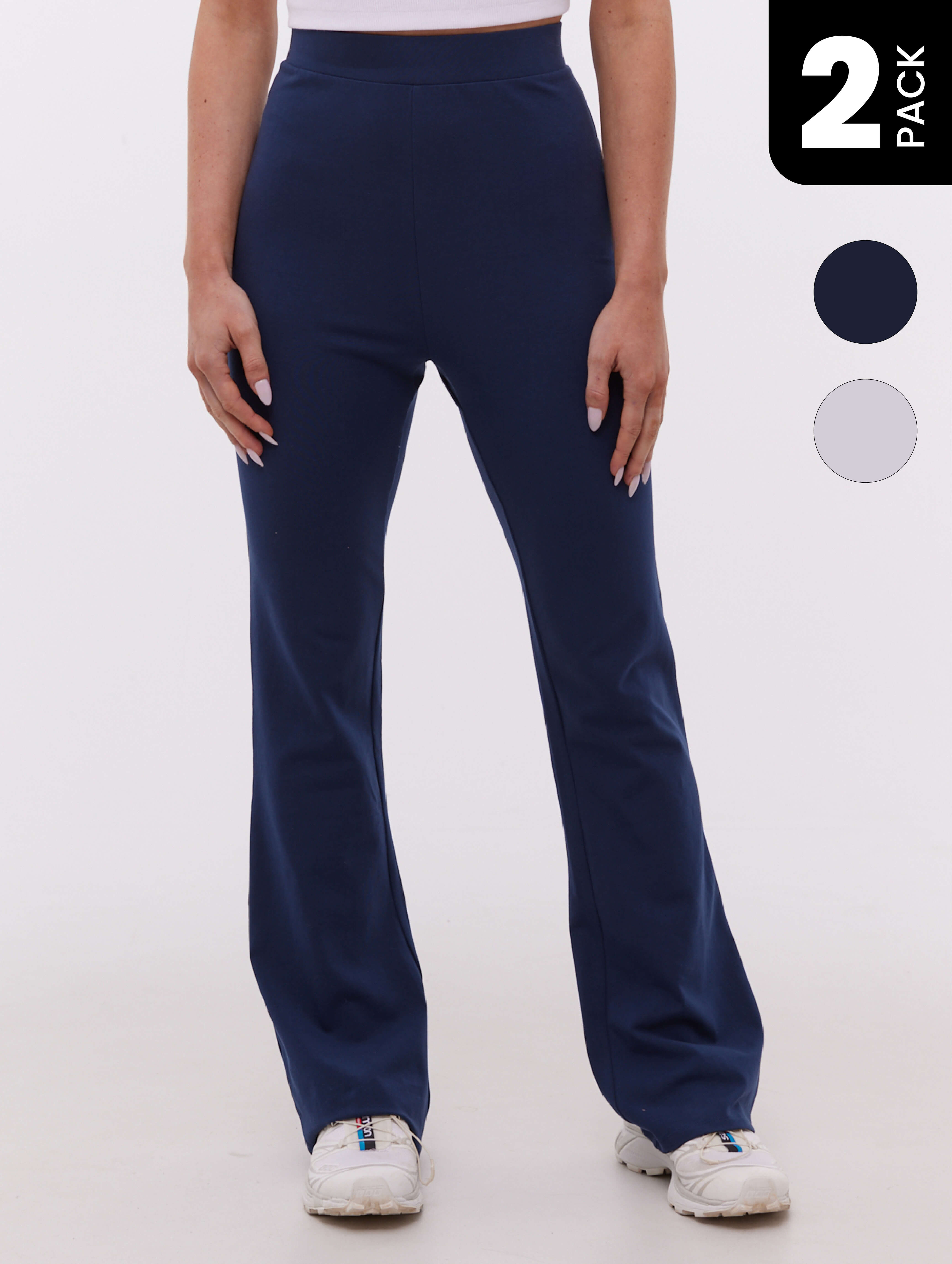 Lenah Flared Leggings 2 Pack - High Waist Yoga Pants for Women, Soft Stretchy Bootcut Leggings - Perfect for Yoga, Workouts & Everyday Wear