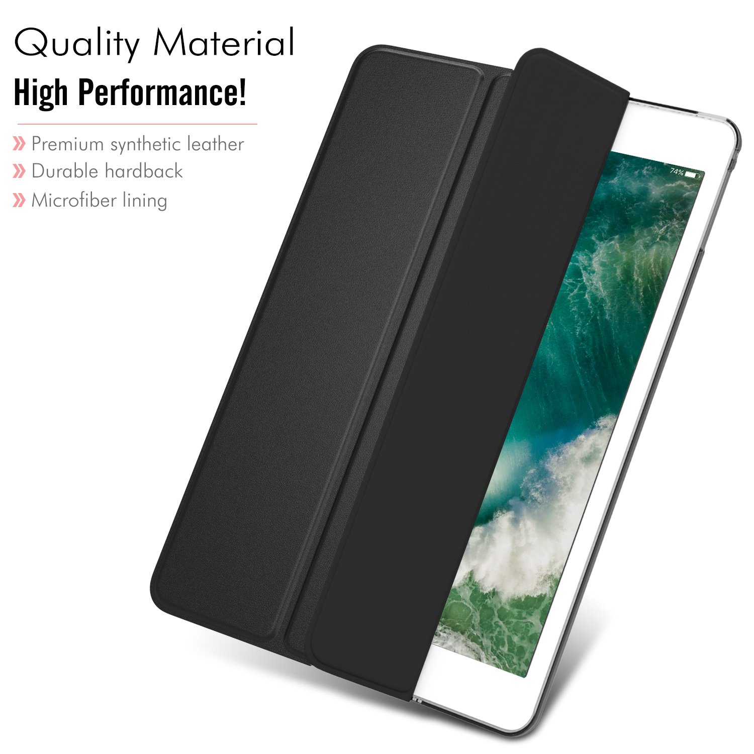 MoKo Slim Lightweight Smart Shell Stand Cover for iPad 9.7 Inch (6th/5th Gen 2018/2017) - Translucent Frosted Back Protector with Auto Wake/Sleep - Perfect for Work, School & Travel - Black