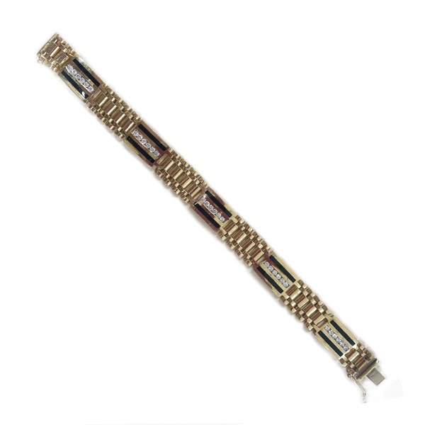 14K Yellow Gold Men's Onyx Bracelet - Stylish Black Onyx Beaded Bracelet for Men, Durable & Elegant Jewelry Gift for Him - Perfect for Casual Wear, Formal Events & Everyday Fashion