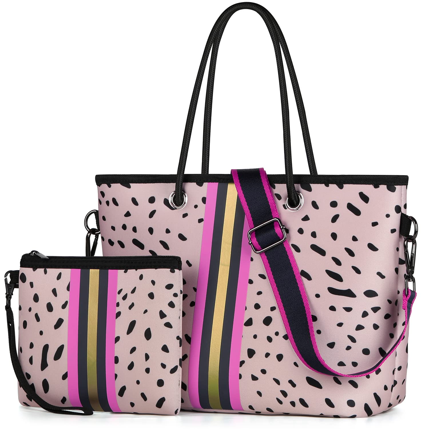 Waterproof Neoprene Tote Bag for Women - Large Beach Bag, Gym Bag, Travel Tote - Perfect for Swimming, Yoga, Shopping & Vacation Essentials