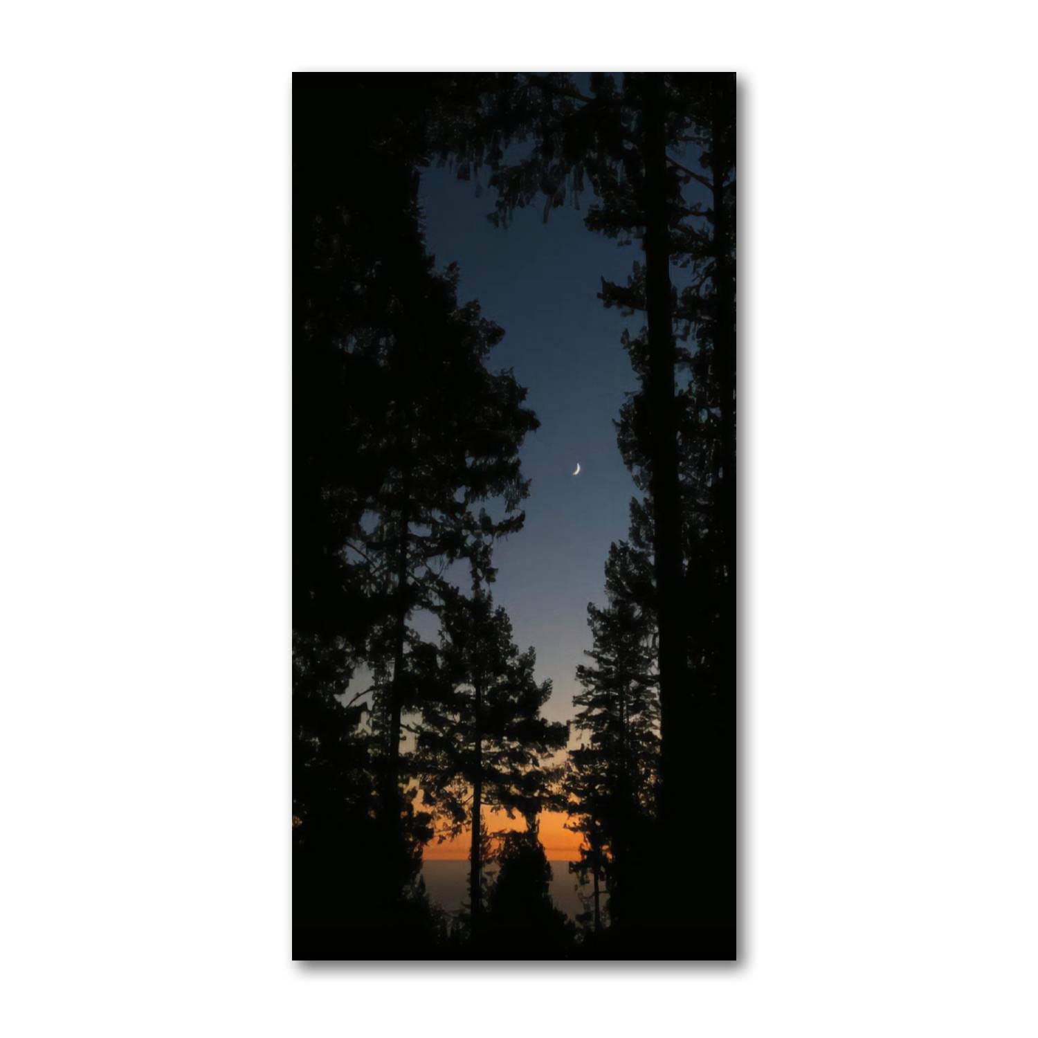 Twilight in Redwood Forest with Moon Over Ocean - Modern Canvas Wall Art Print, Easy to Hang Painting for Office, Bedroom & Living Room Decor | Nature Landscape Home Wall Decoration for Relaxing Spaces