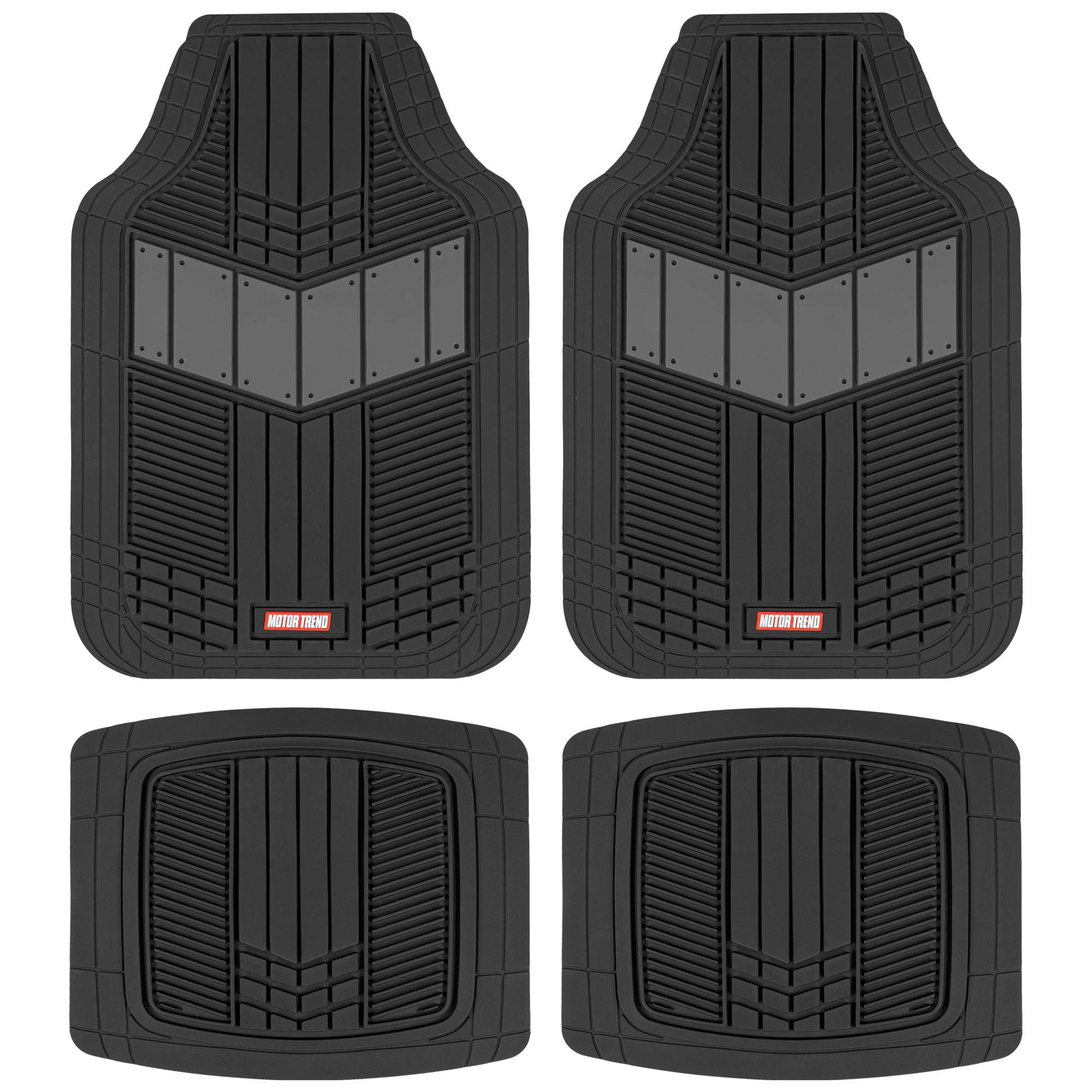 Motor Trend Gray Waterproof Car Seat Covers & Heavy Duty All-Weather Rubber Floor Mats Set - Universal Fit Front & Rear Seat Protectors for Cars, Trucks & SUVs | Perfect for Daily Commute, Road Trips & Outdoor Adventures