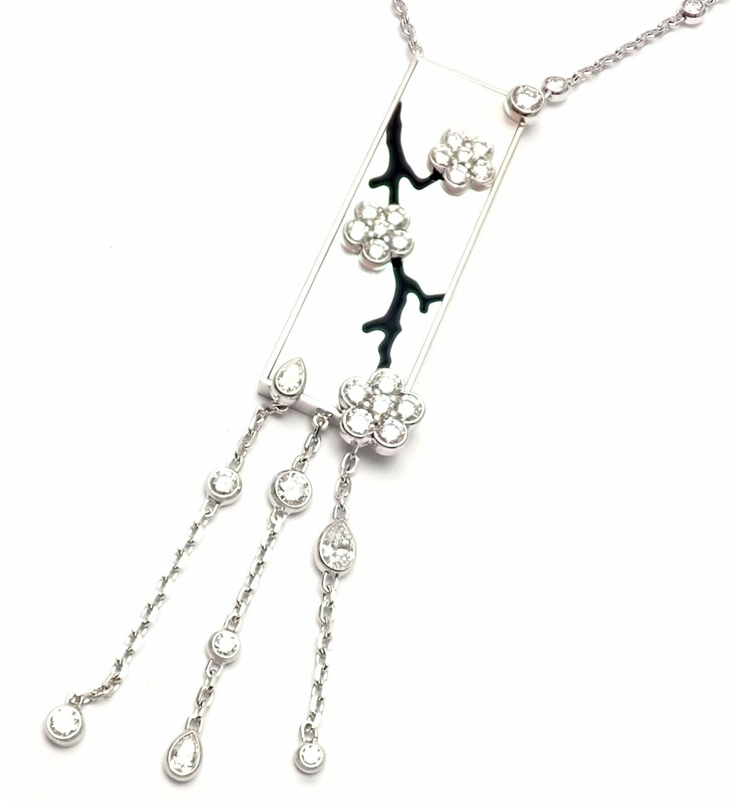 Authentic Van Cleef & Arpels Miroir Des Eaux 18k Gold Diamond Mother of Pearl Necklace - Luxury Jewelry Gift for Women, Perfect for Weddings & Special Occasions