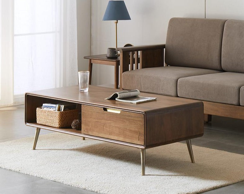 Luxury Solid Wood Lucas Coffee Table - Scandinavian Nordic Style for Living Room, Lounge & Office