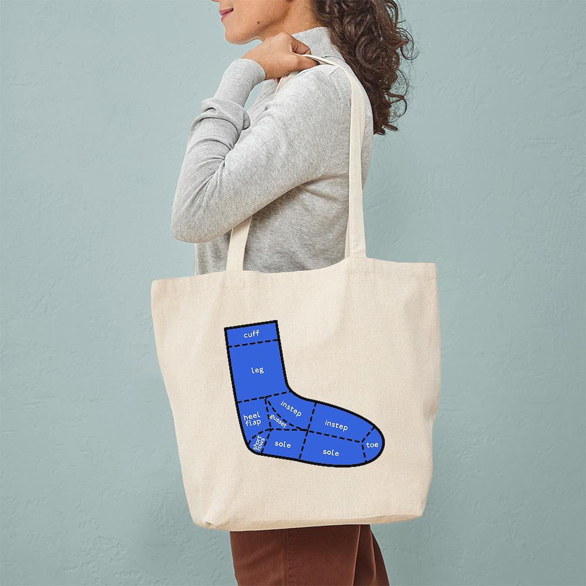 Eco-Friendly Natural Canvas Tote Bag - Reusable Grocery Shopping Bag with Sock Anatomy Print | Perfect for Groceries, Beach Trips & Farmers Market