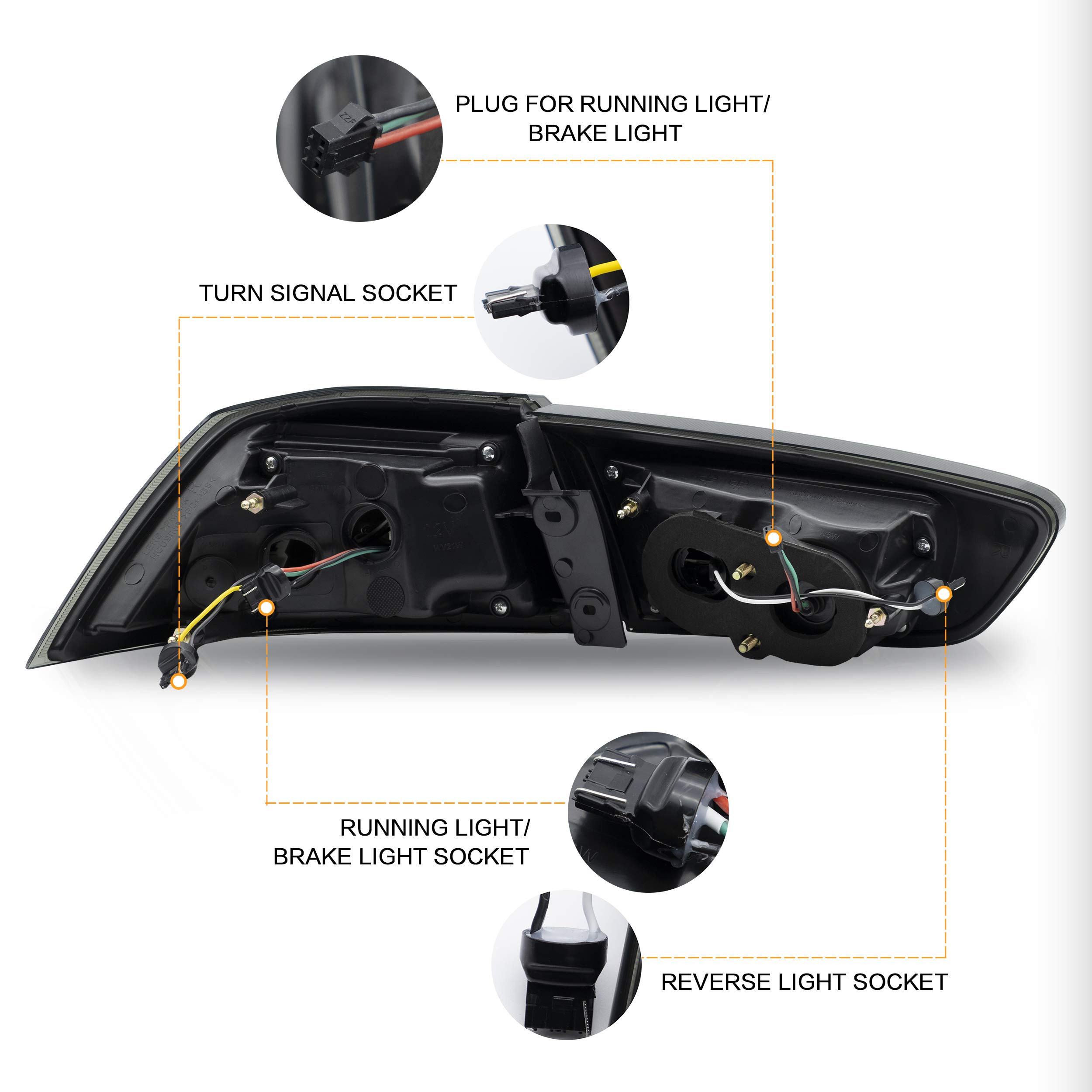 VLAND Smoked Tail Lights Assembly for Mitsubishi Lancer & EVO X 2008-2020 - DRL, Sequential Turn Signal & Fog Lights - Perfect for Night Driving & Car Customization (Not for Sportbacks/Fortis/IO)