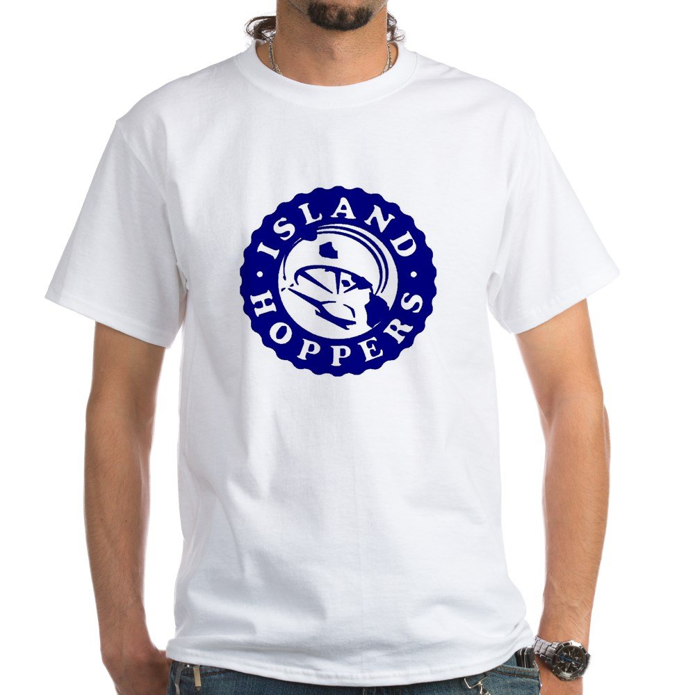 Island Hoppers White Cotton T-Shirt for Men & Women - Soft Breathable Tee for Travel, Beach Vacations & Casual Wear