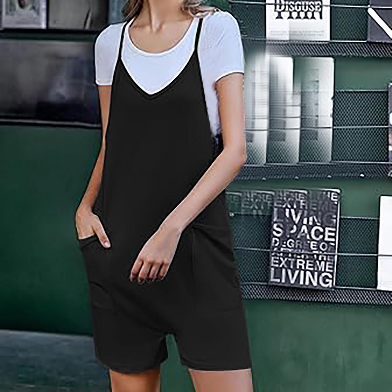 Sexy Women's Summer Jumpsuit - Boho Romper with Pockets for Beach & Outings