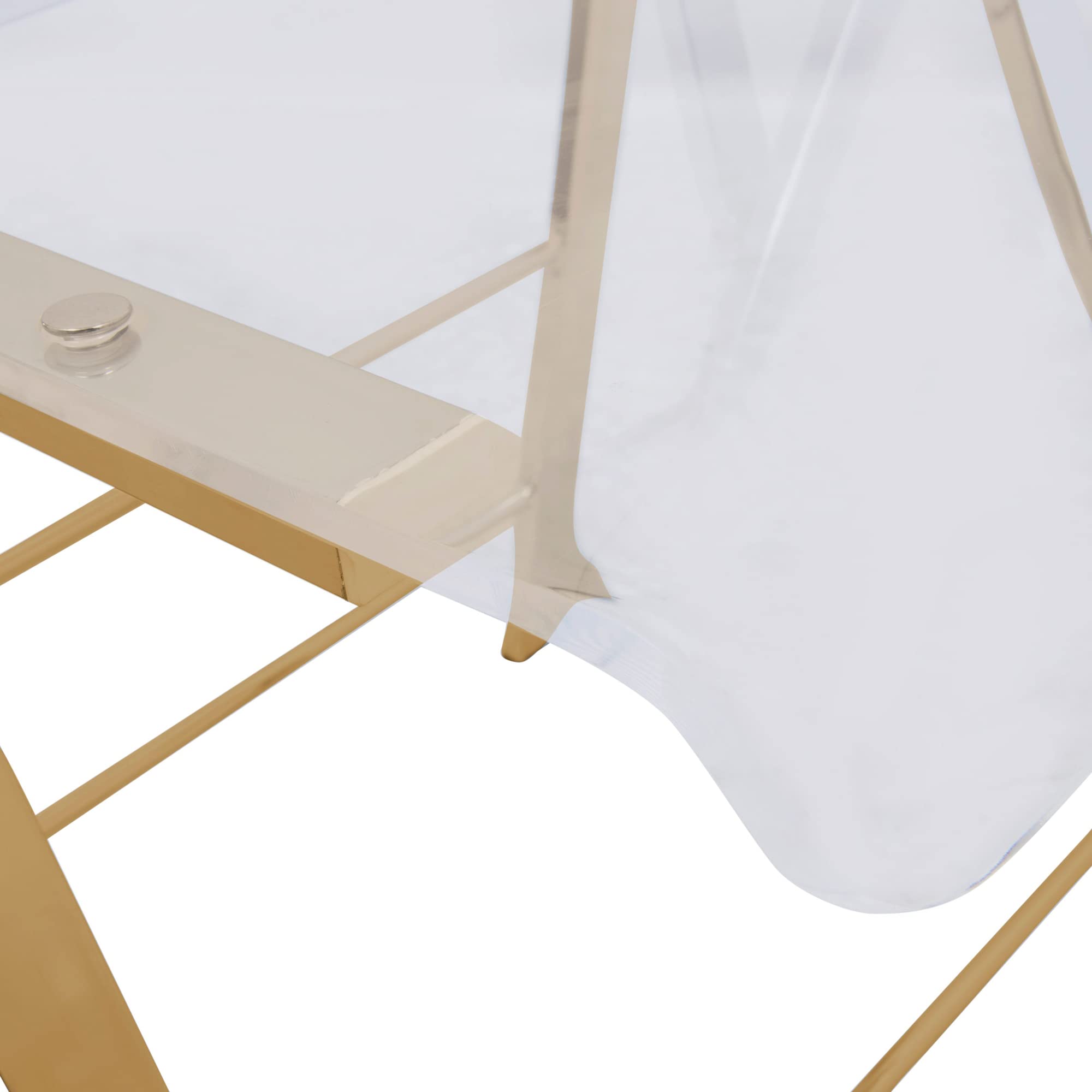 Modern Acrylic Folding Chairs with Gold Base - Set of 4 for Indoor/Outdoor Use - Clear Transparent Design Perfect for Dining Room, Patio, Wedding & Event Decor