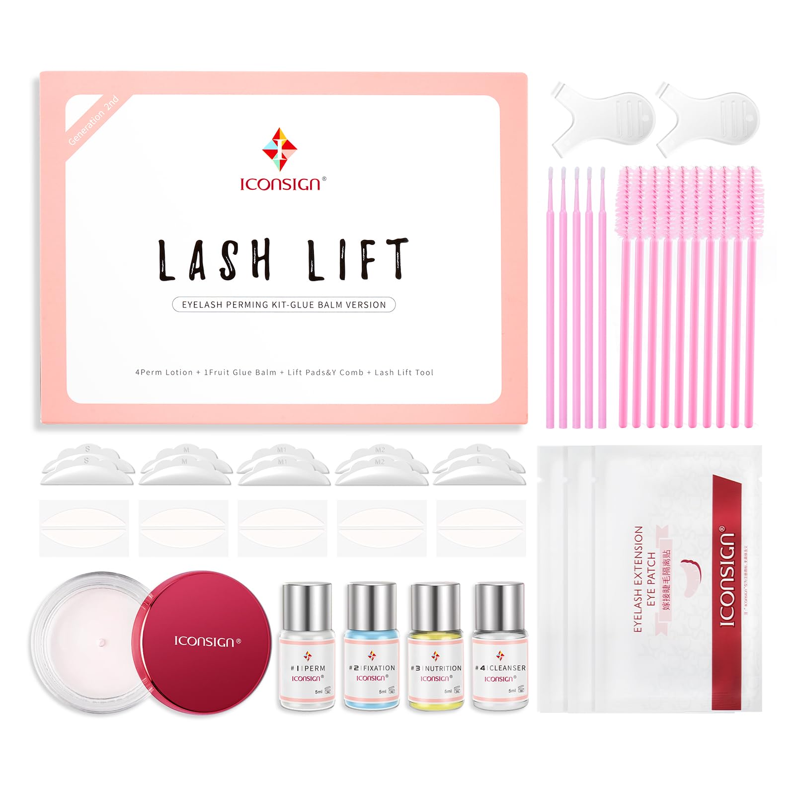 Professional Lash Lift Kit - Gentle Eyelash Perm Set with Enhanced Glue Balm for All Lash Types & Lengths | Semi-Permanent Curled Lashes Lasting 6-8 Weeks | Perfect for Salon, Home Use & DIY Beauty Treatments